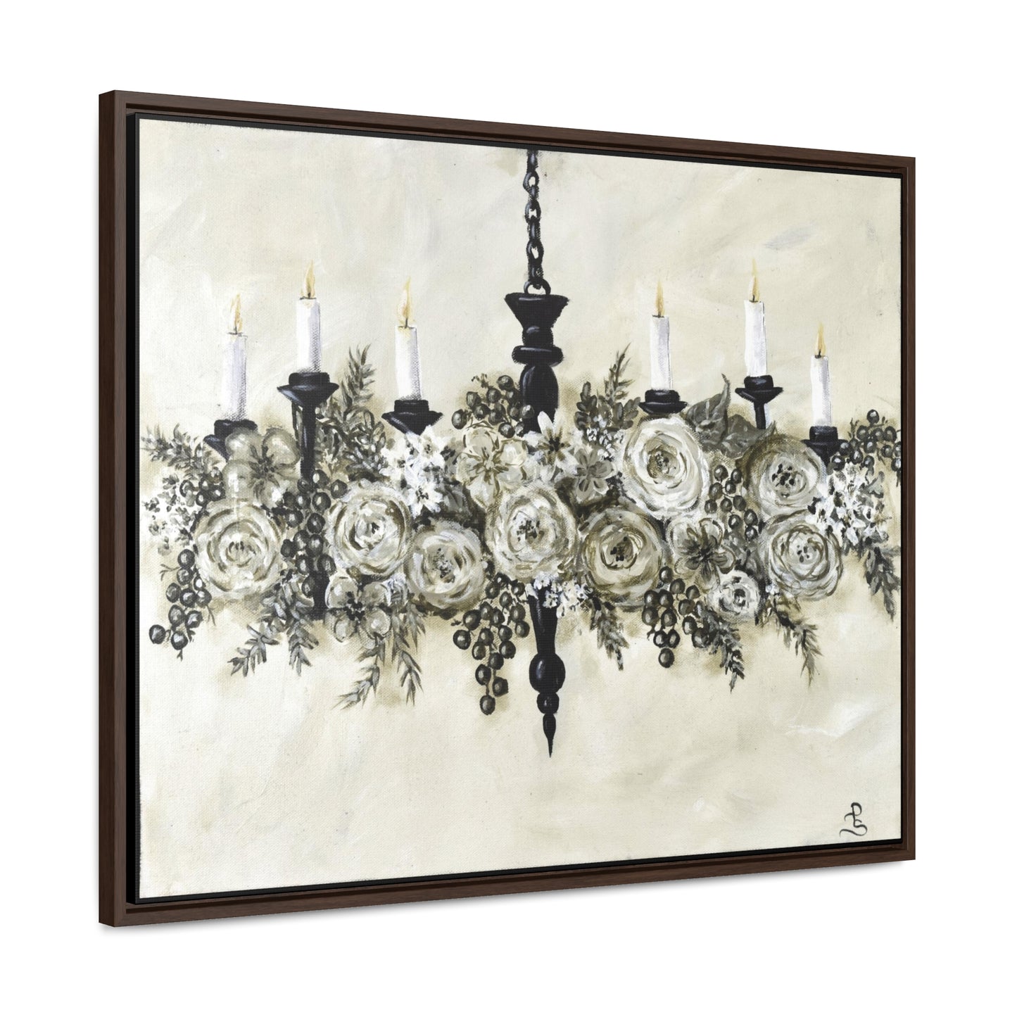 "Chandelier Garland" wood framed canvas print