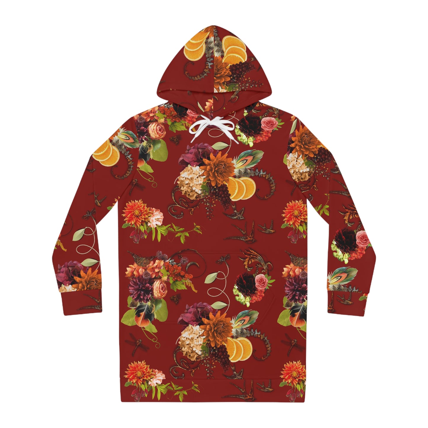 Garnet Floral Women's Hoodie Dress