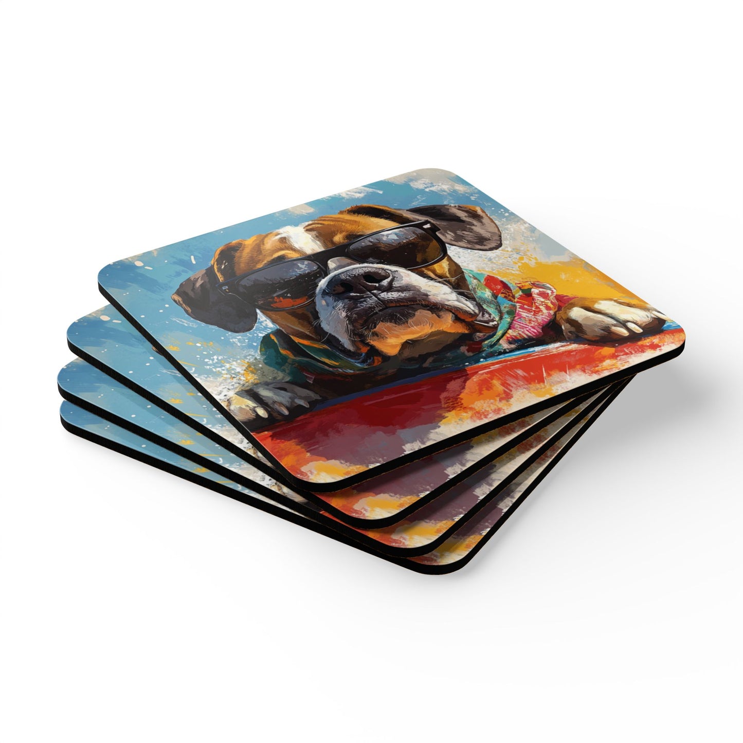 Bob the Boxer Corkwood Coaster Set