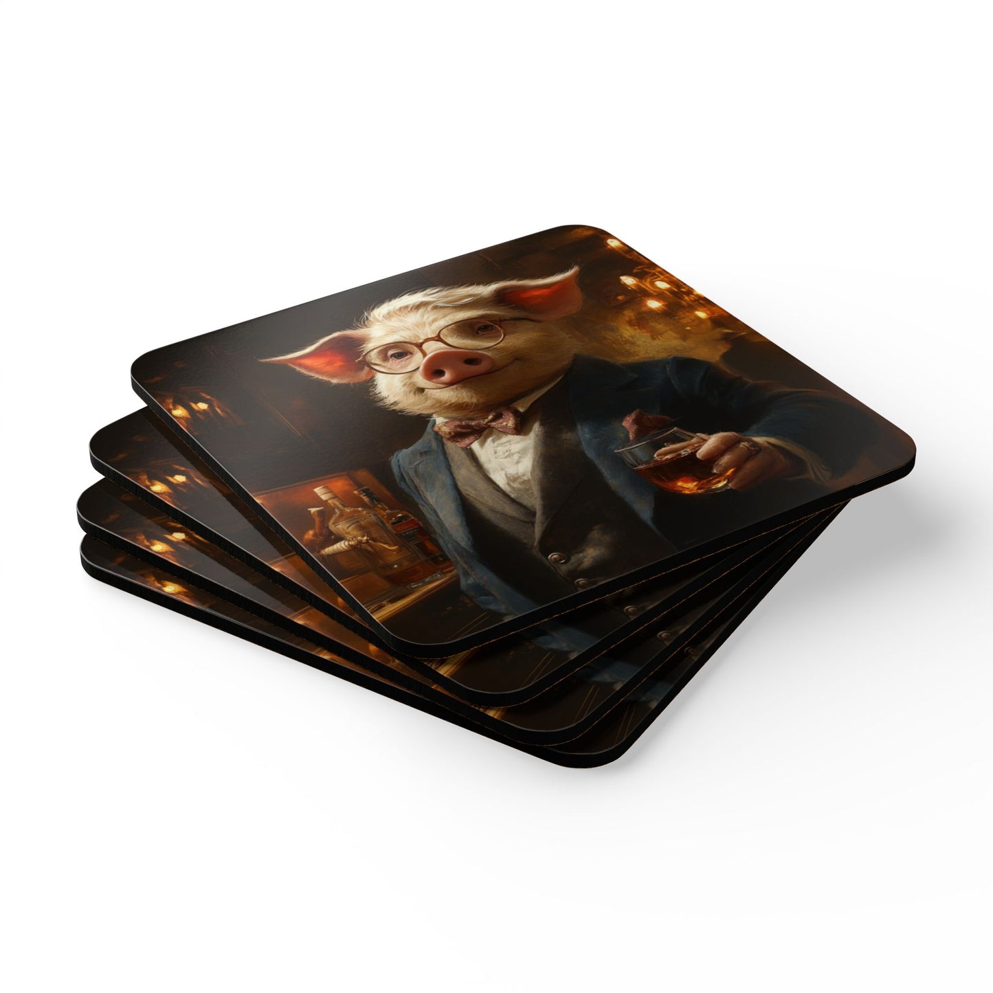 Gilbert Pig Corkwood Coaster Set