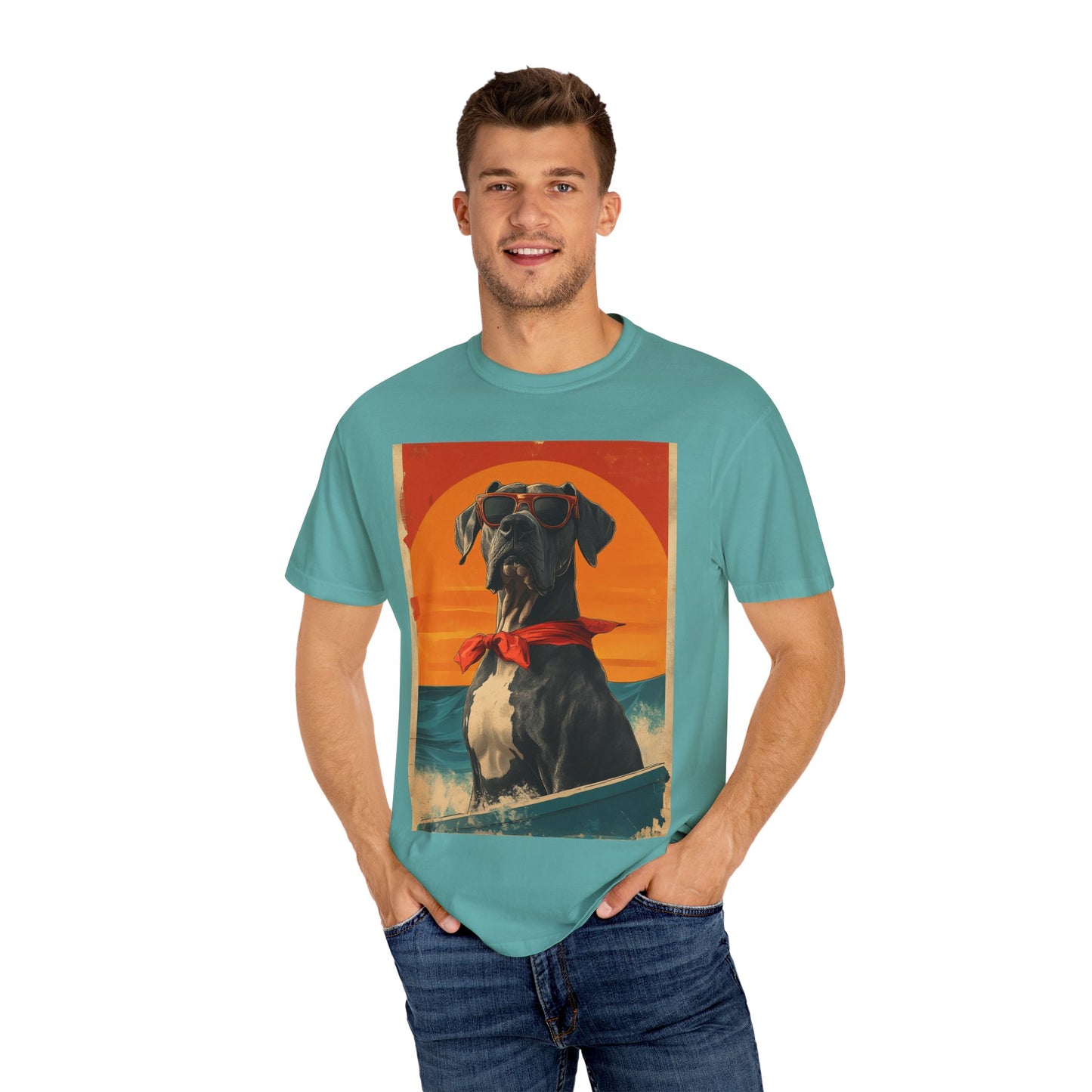 Sam the Surfer Dog Unisex Garment-Dyed T-shirt