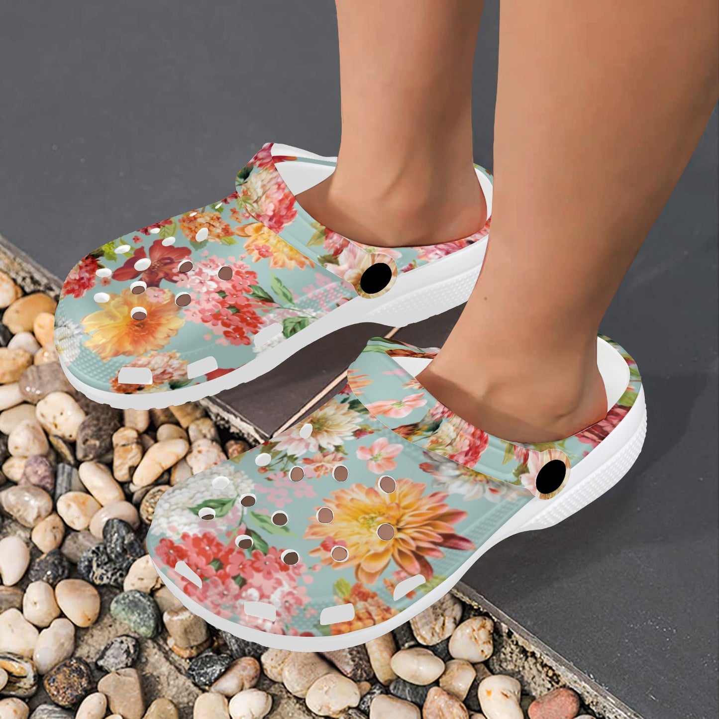 Spring Corals Floral Clogs