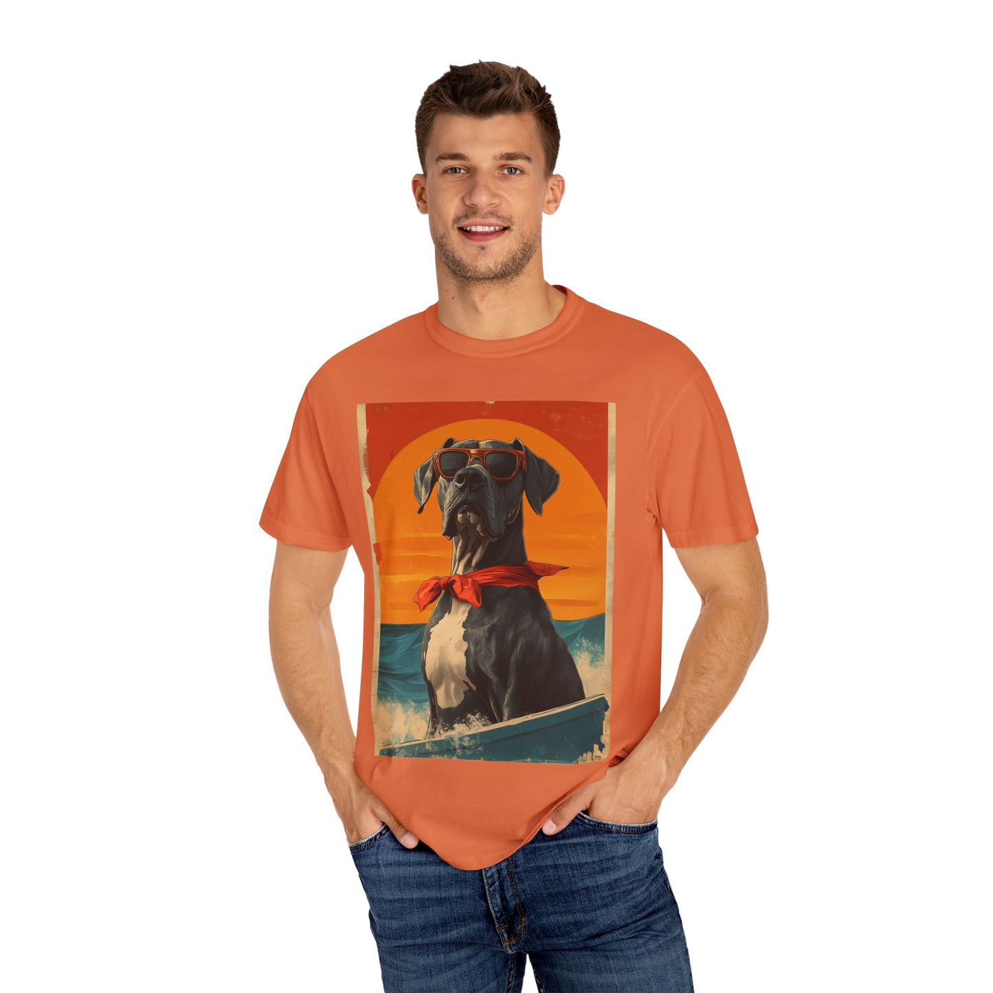 Sam the Surfer Dog Unisex Garment-Dyed T-shirt