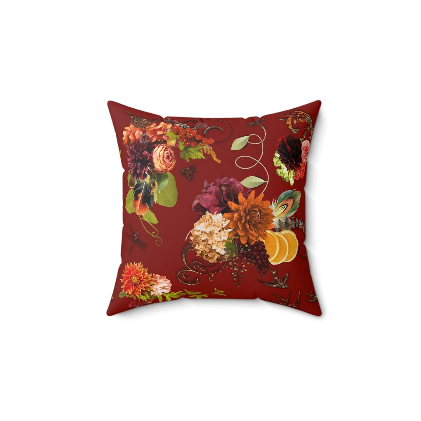 Garnet Floral Faux Suede Pillow