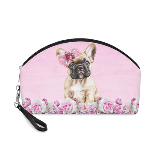 Pink Petal Frenchie Makeup Bag