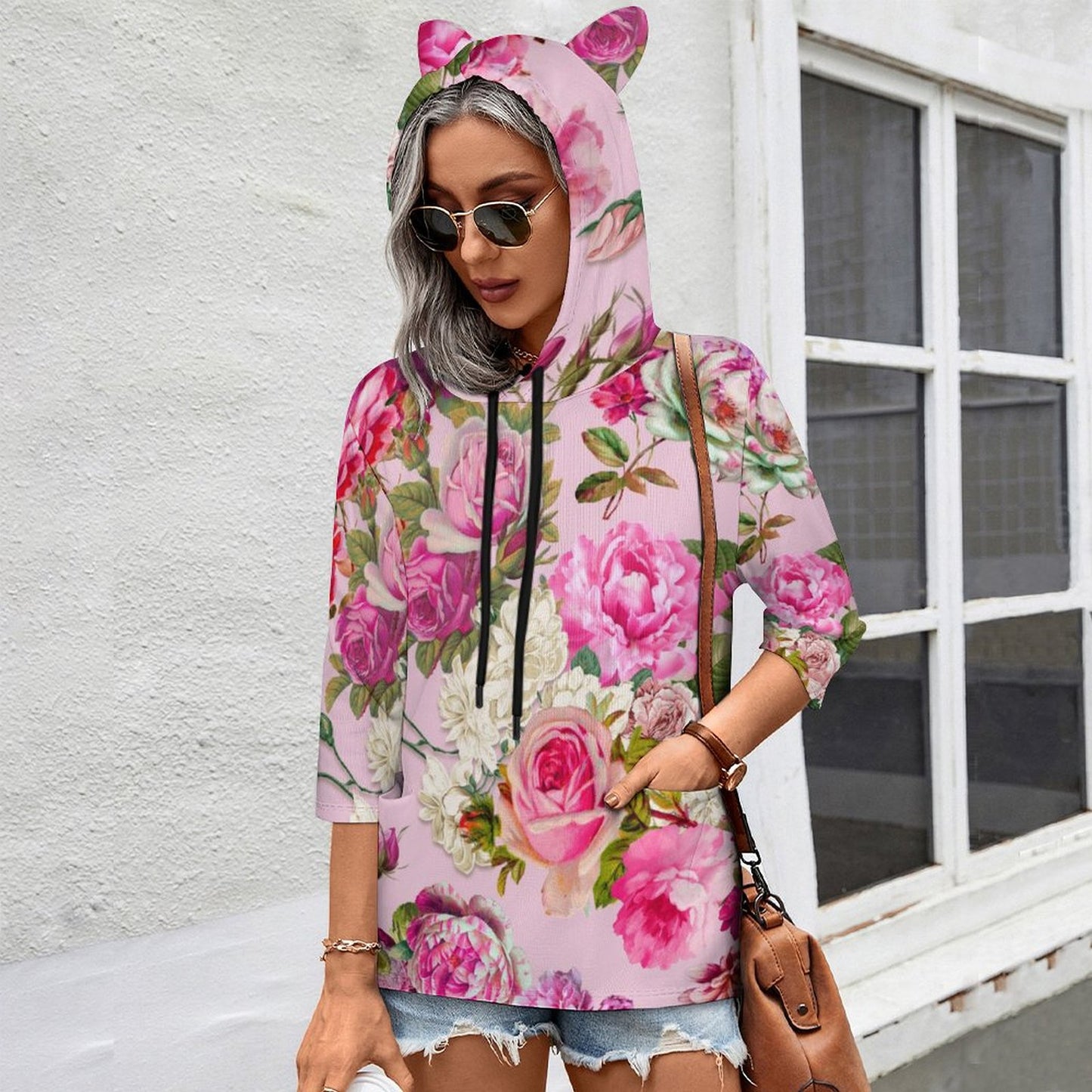 Kitty-eared Rose Hoodie