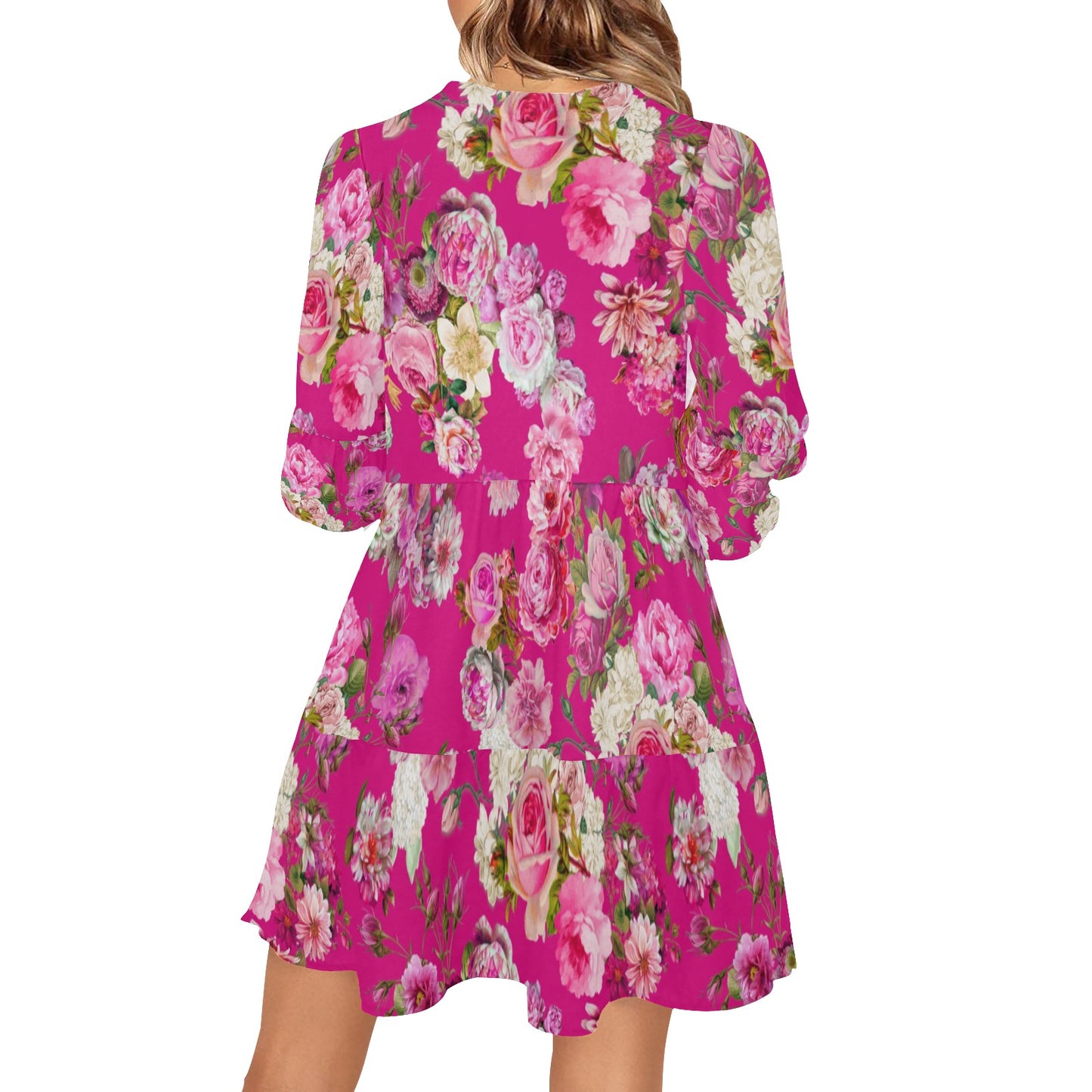 Showgirl Pink Floral Tiered Dress