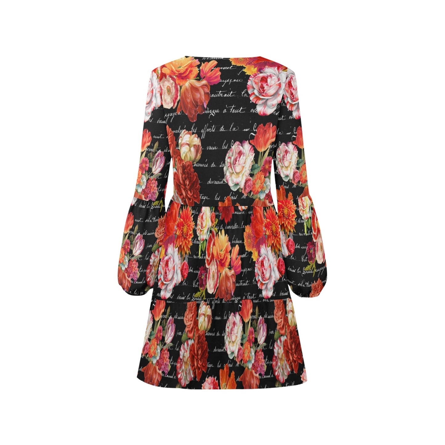 French Coral on Black Tiered Dress