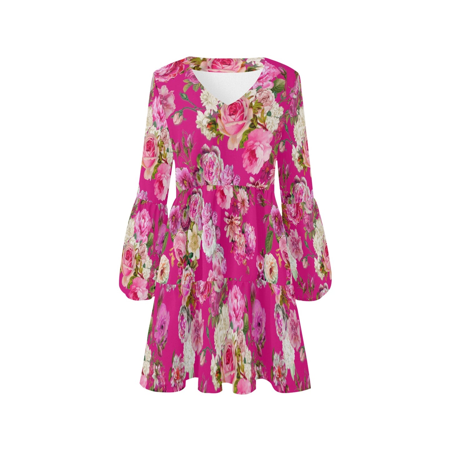 Showgirl Pink Floral Tiered Dress