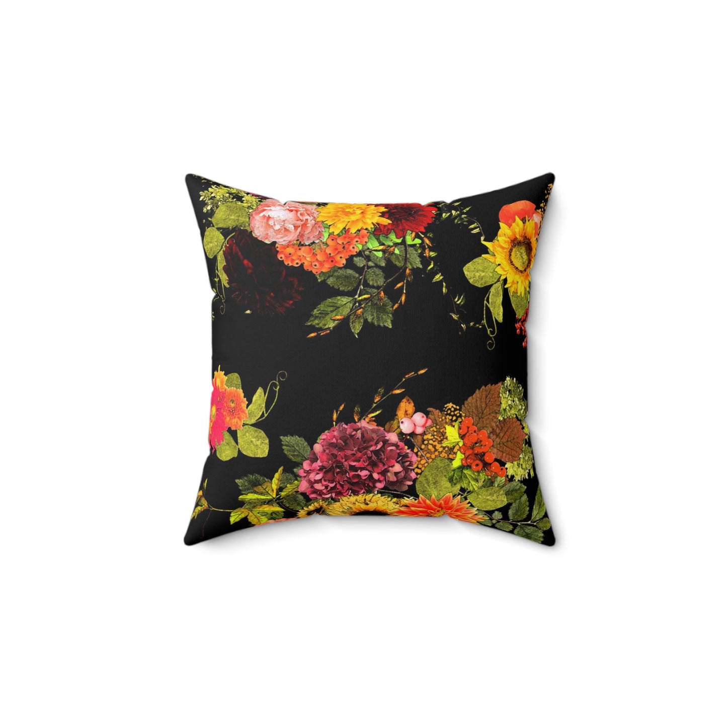 Autumn Floral Faux Suede Pillow