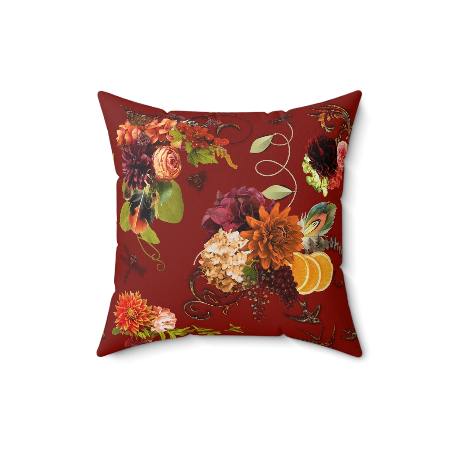 Garnet Floral Faux Suede Pillow