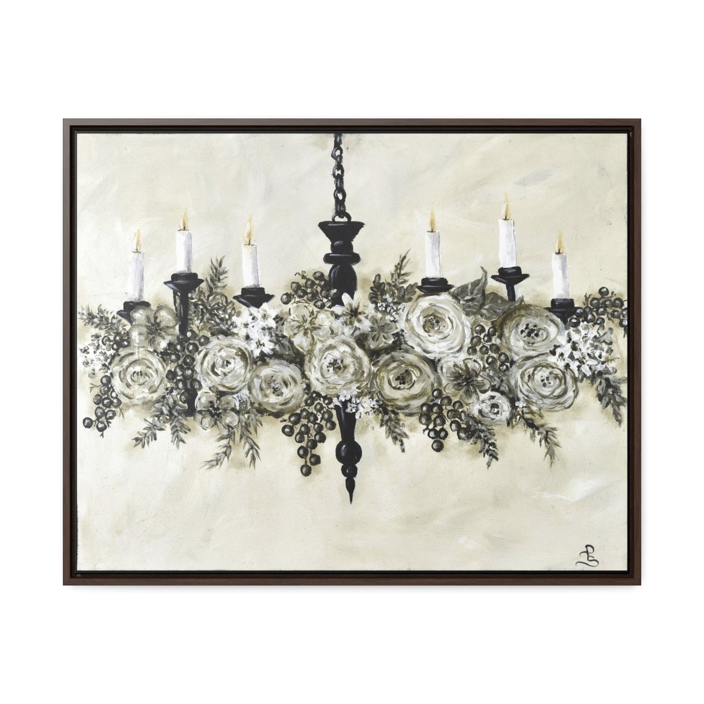 "Chandelier Garland" wood framed canvas print