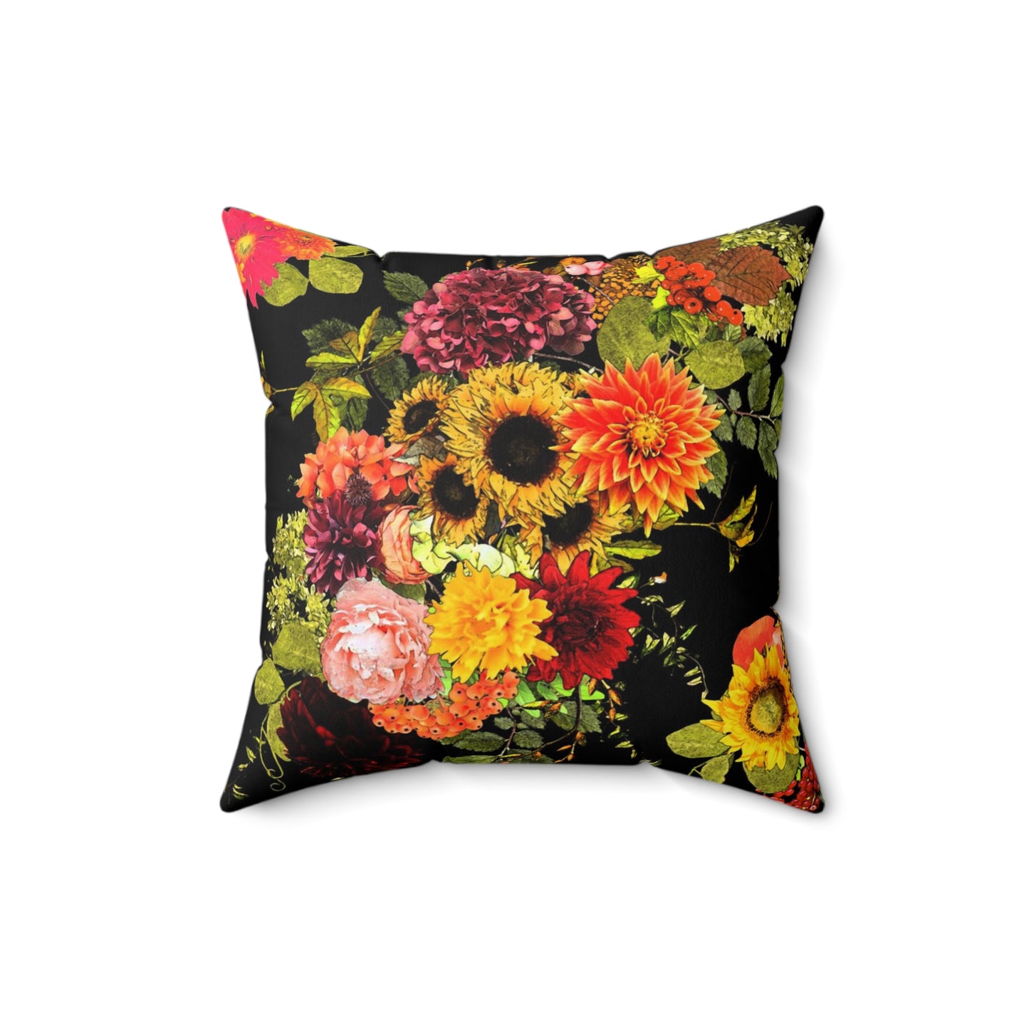 Autumn Floral Faux Suede Pillow