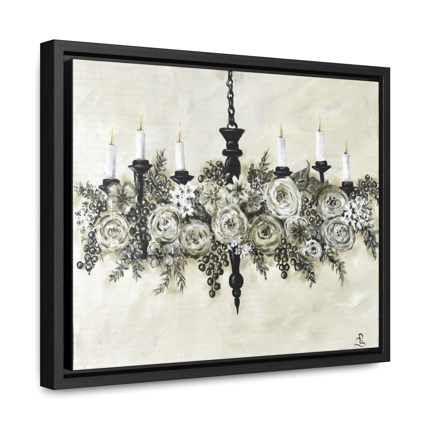 "Chandelier Garland" wood framed canvas print