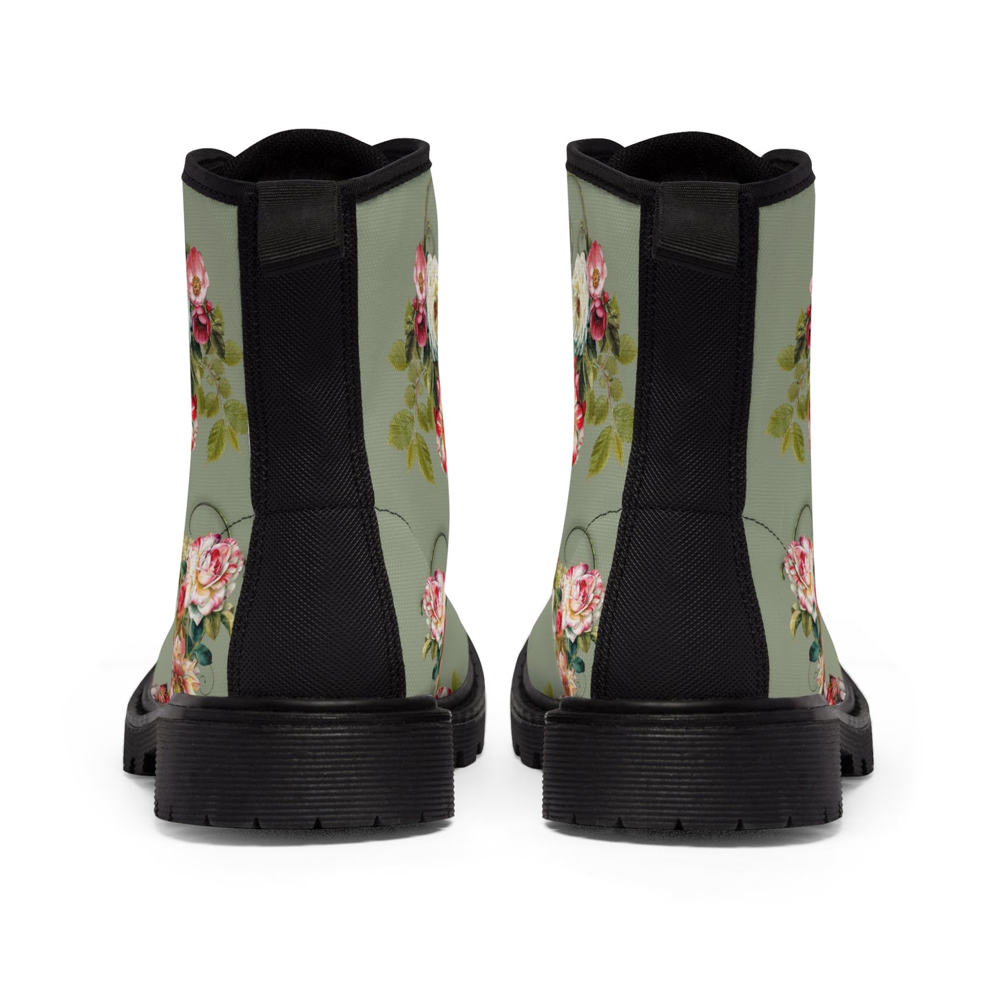 Vintage Roses on Sage Women's Canvas Boots