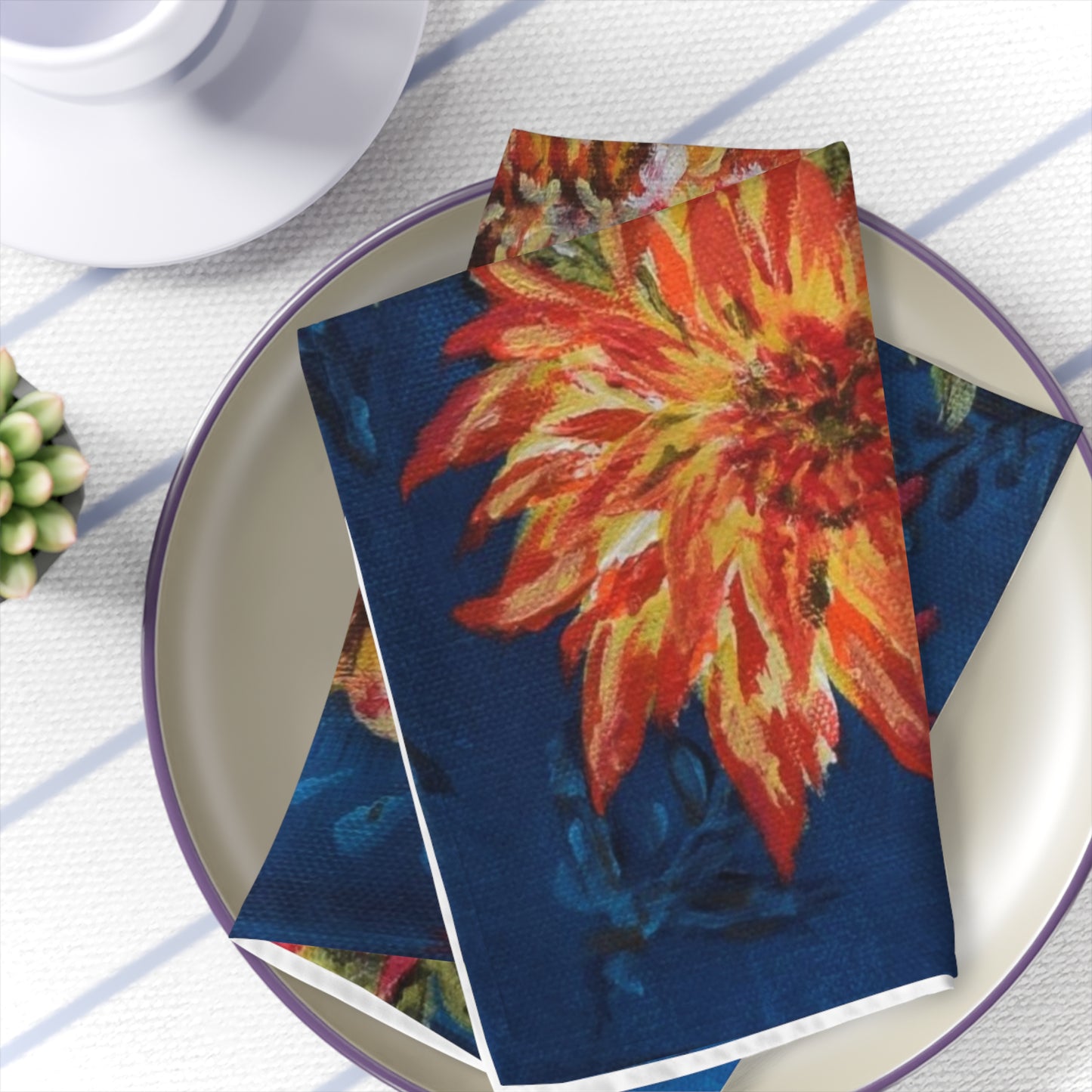 "Dahlias on Blue" Napkins