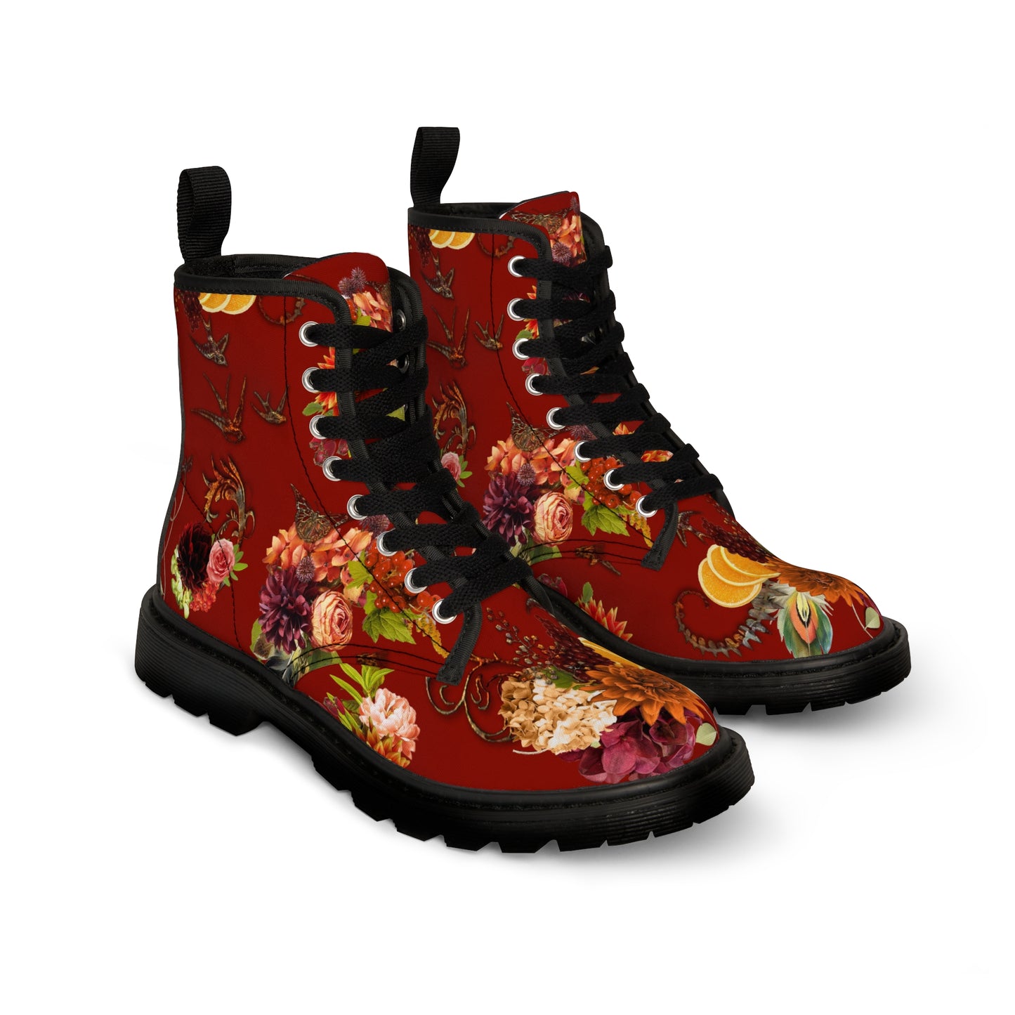 Garnet Floral Women's Canvas Boots