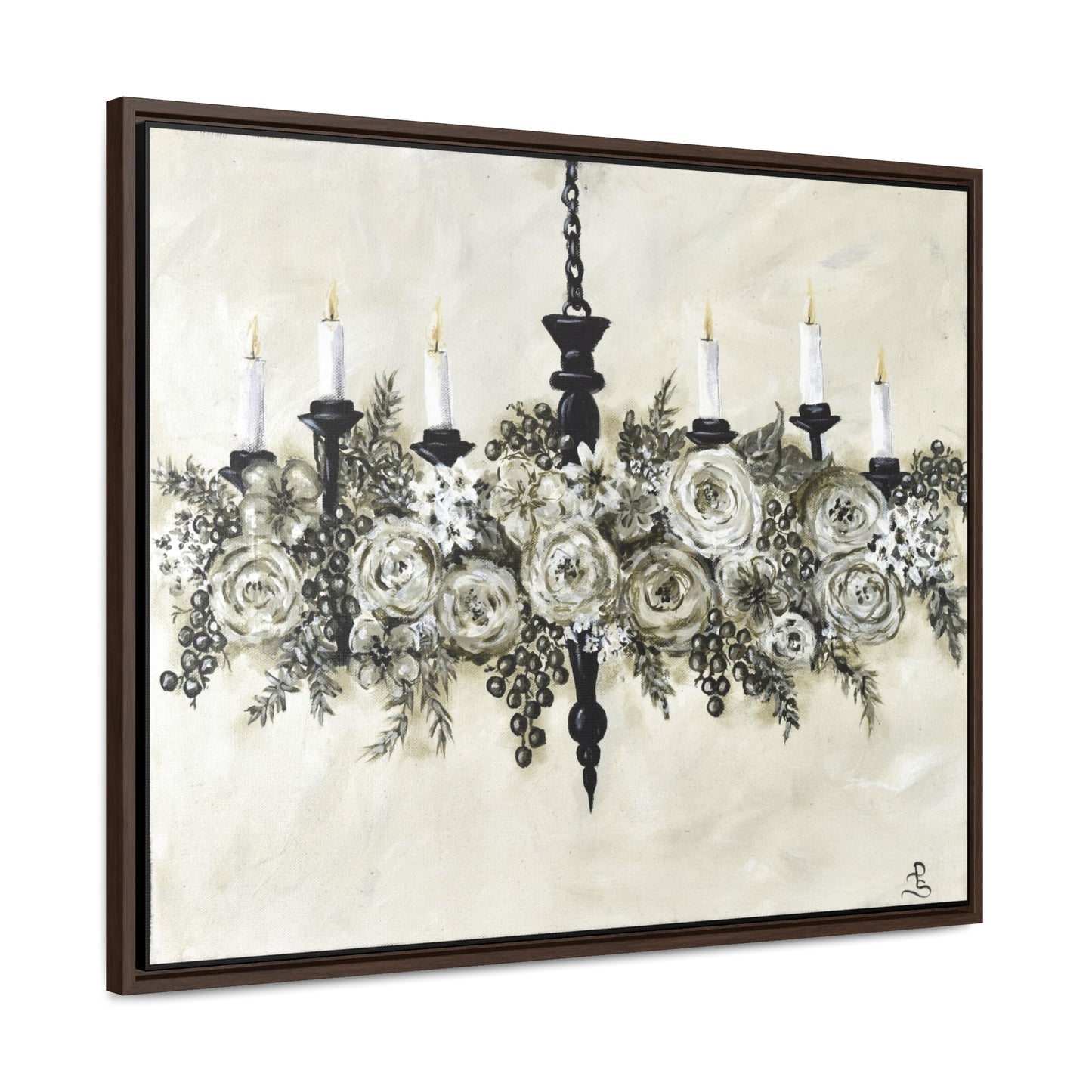 "Chandelier Garland" wood framed canvas print