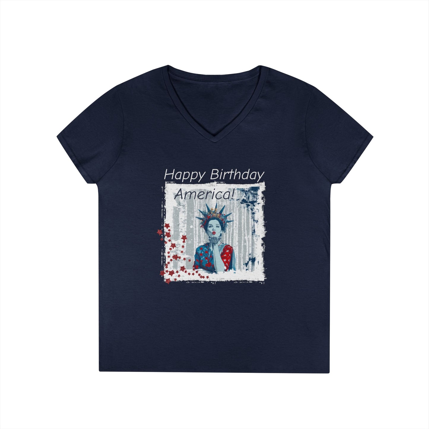 "Happy Birthday, America" Ladies' V-Neck T-Shirt