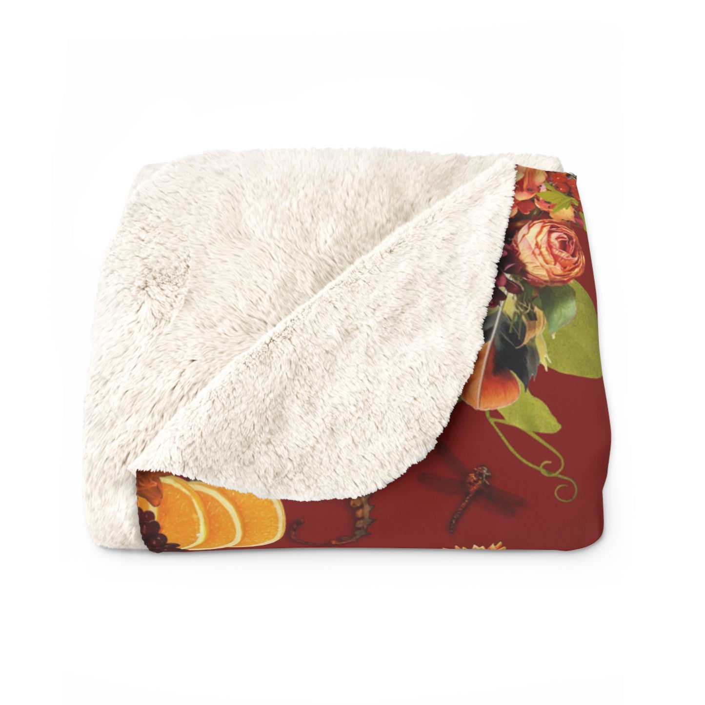 Garnet Floral Sherpa Fleece Blanket