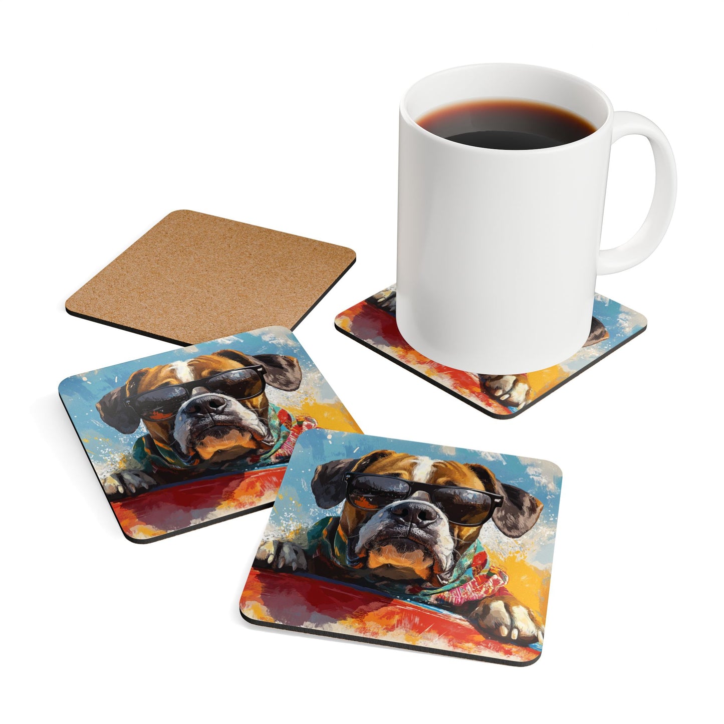 Bob the Boxer Corkwood Coaster Set