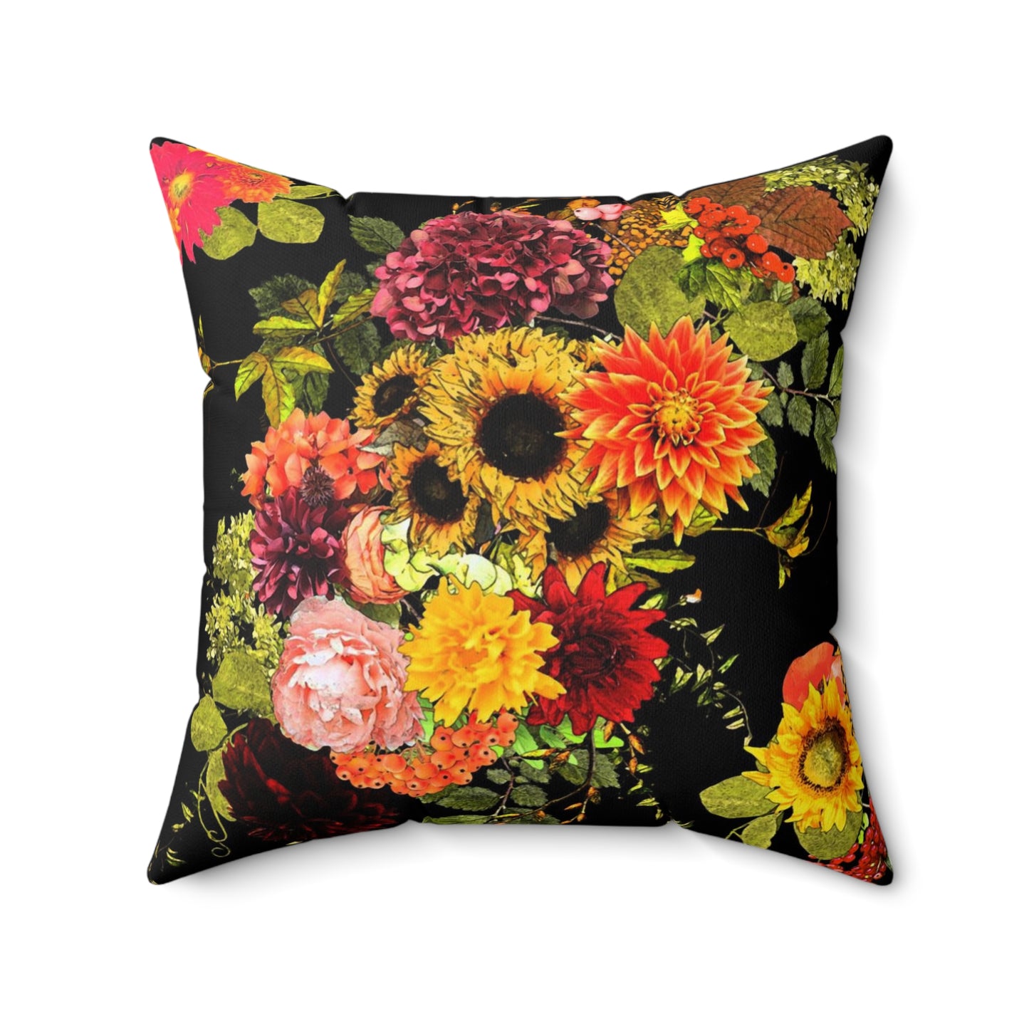 Autumn Floral Faux Suede Pillow