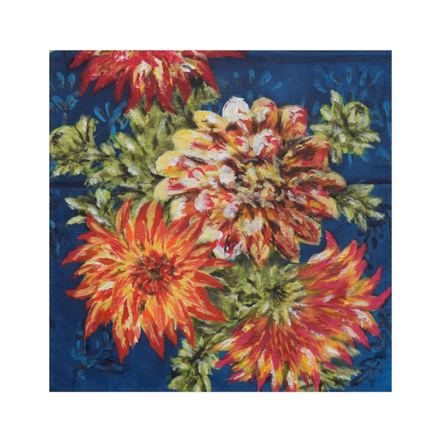 "Dahlias on Blue" Napkins