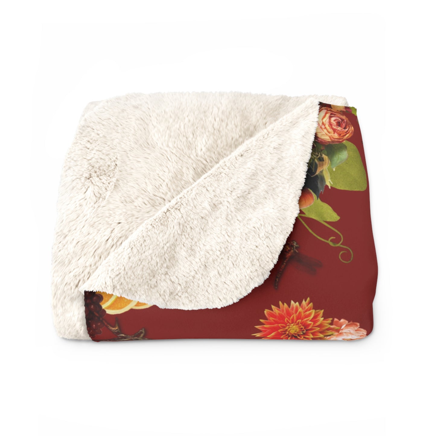 Garnet Floral Sherpa Fleece Blanket