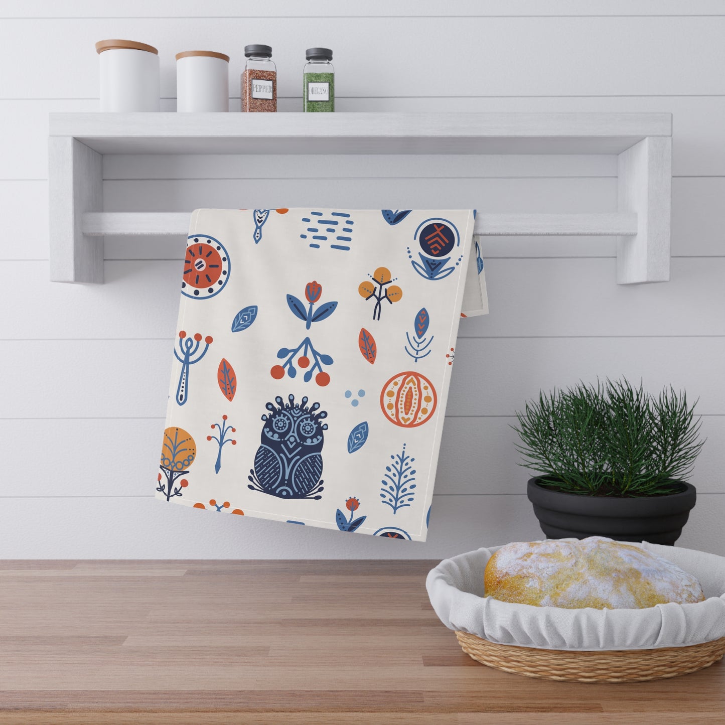 Folk Art Kitchen Towel