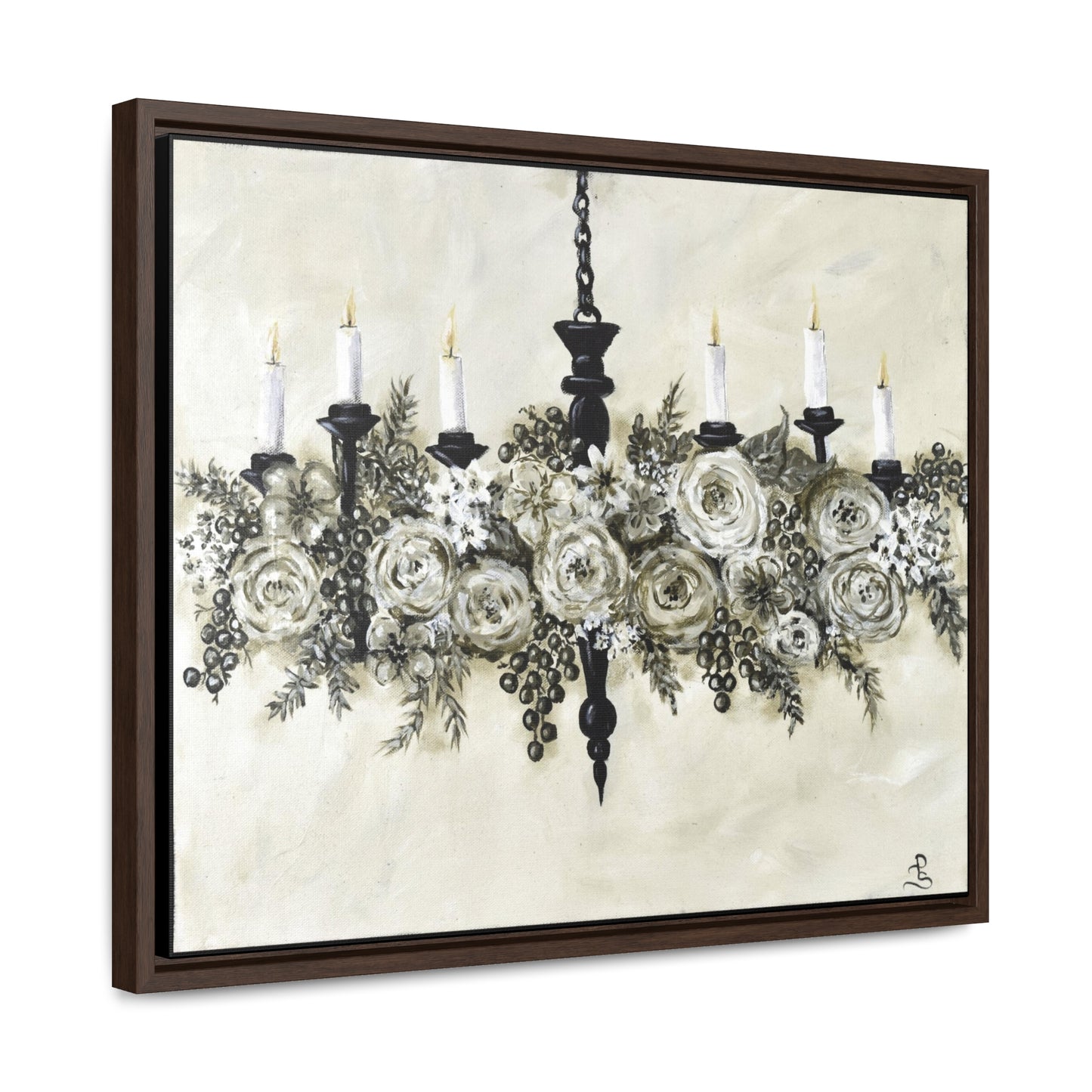 "Chandelier Garland" wood framed canvas print