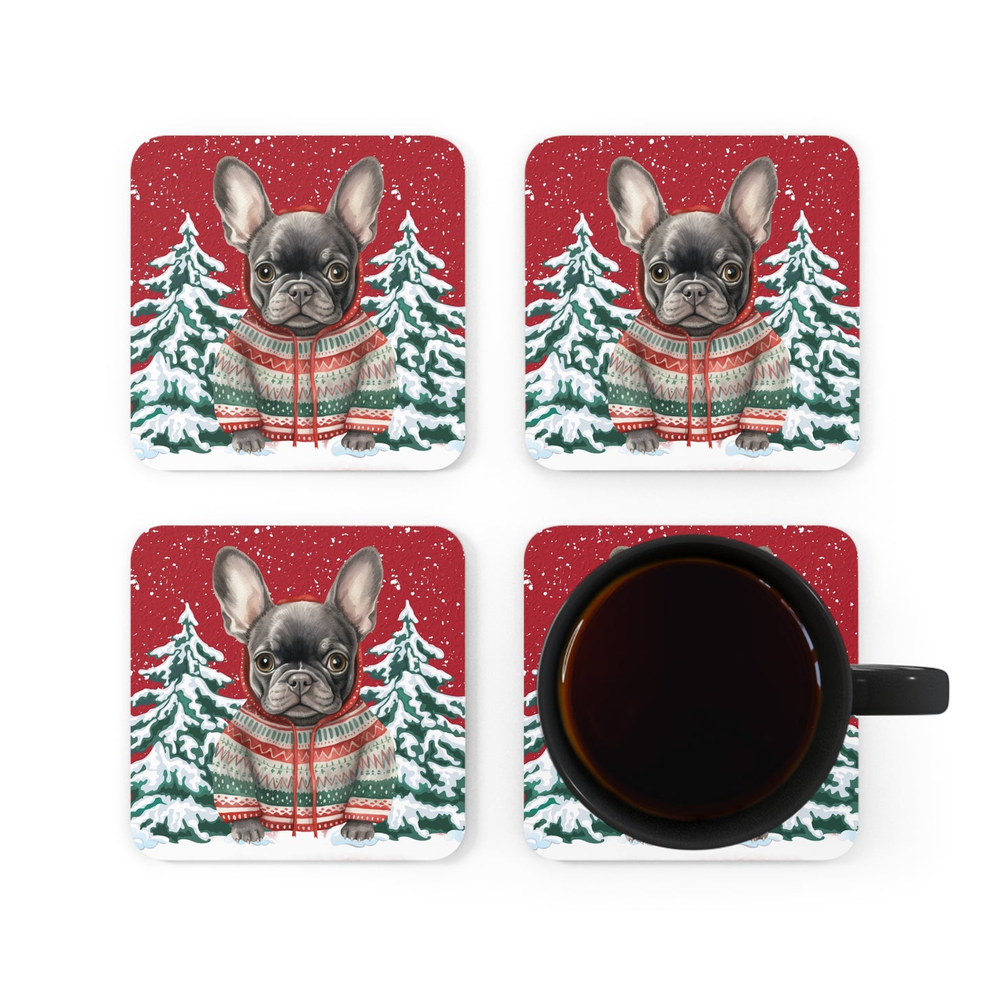 Finnegan the Frenchie Coaster Set of 4