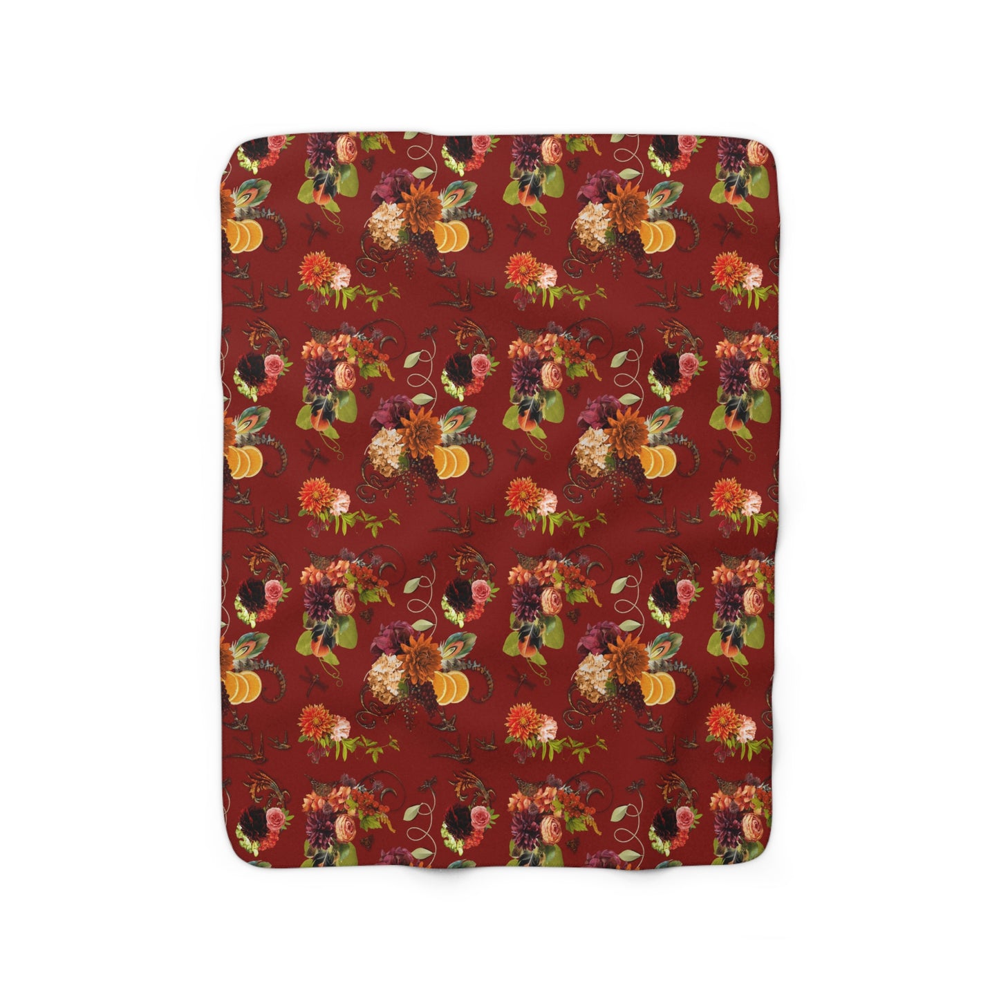 Garnet Floral Sherpa Fleece Blanket