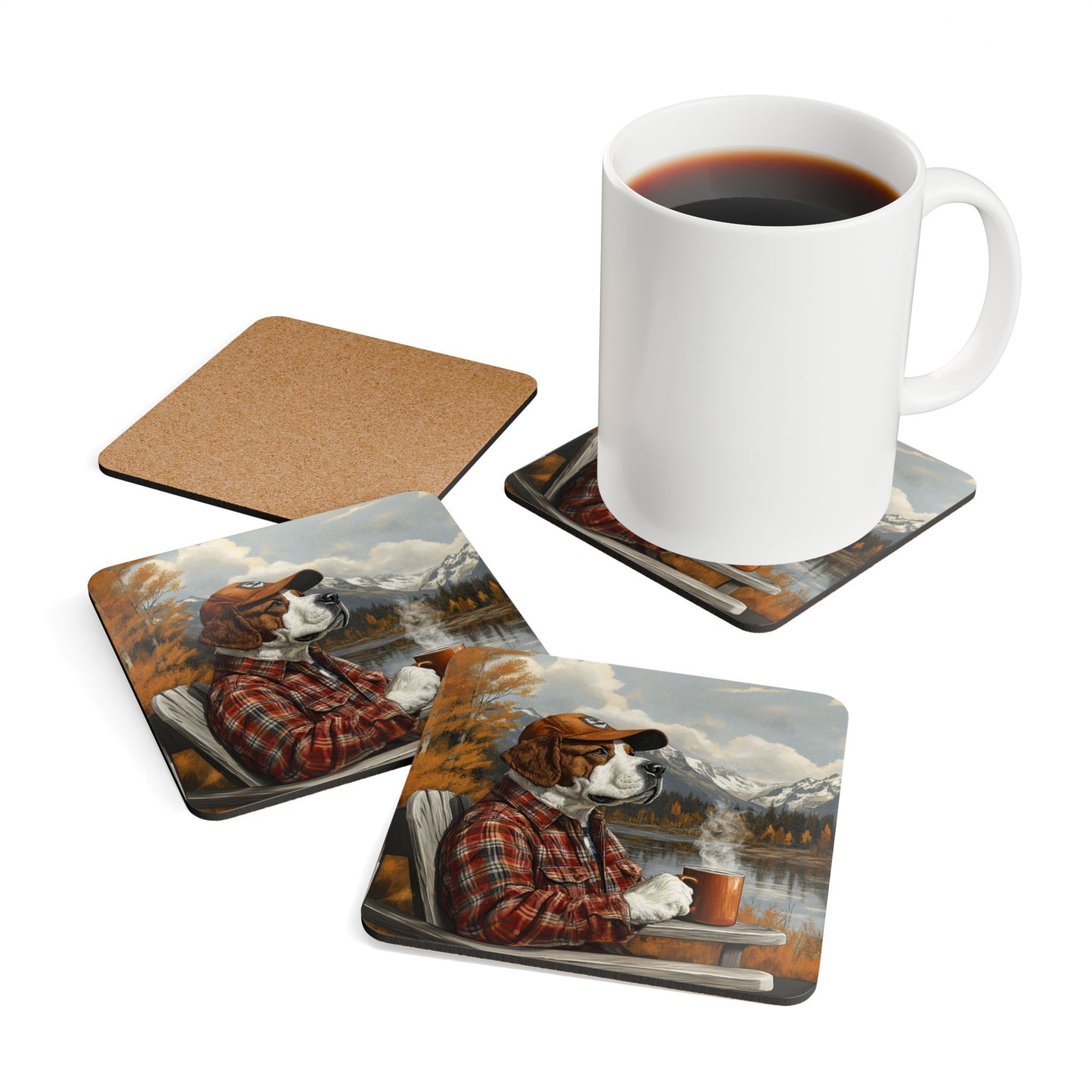 Bernie Loves Alaska Corkwood Coaster Set