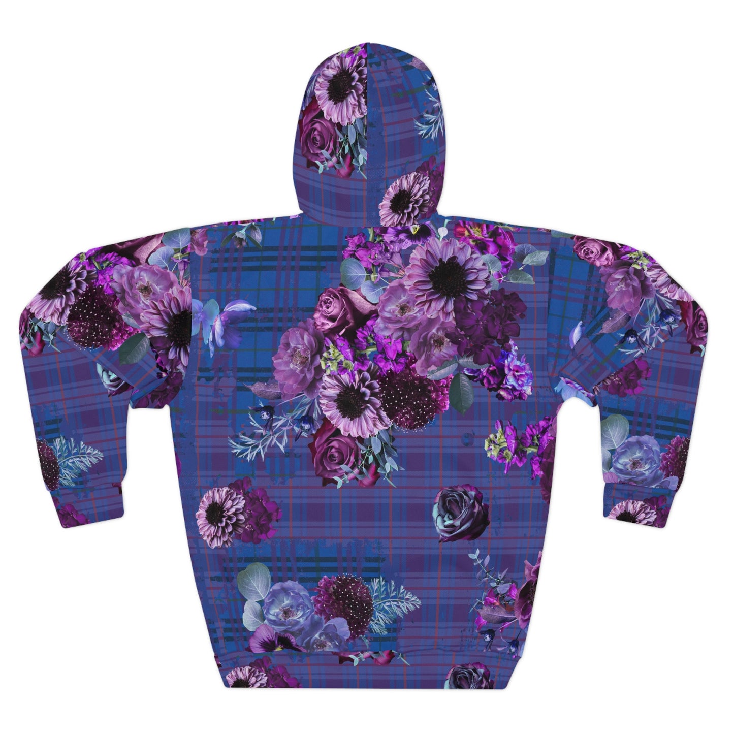 Plum Floral Plaid Pullover Hoodie