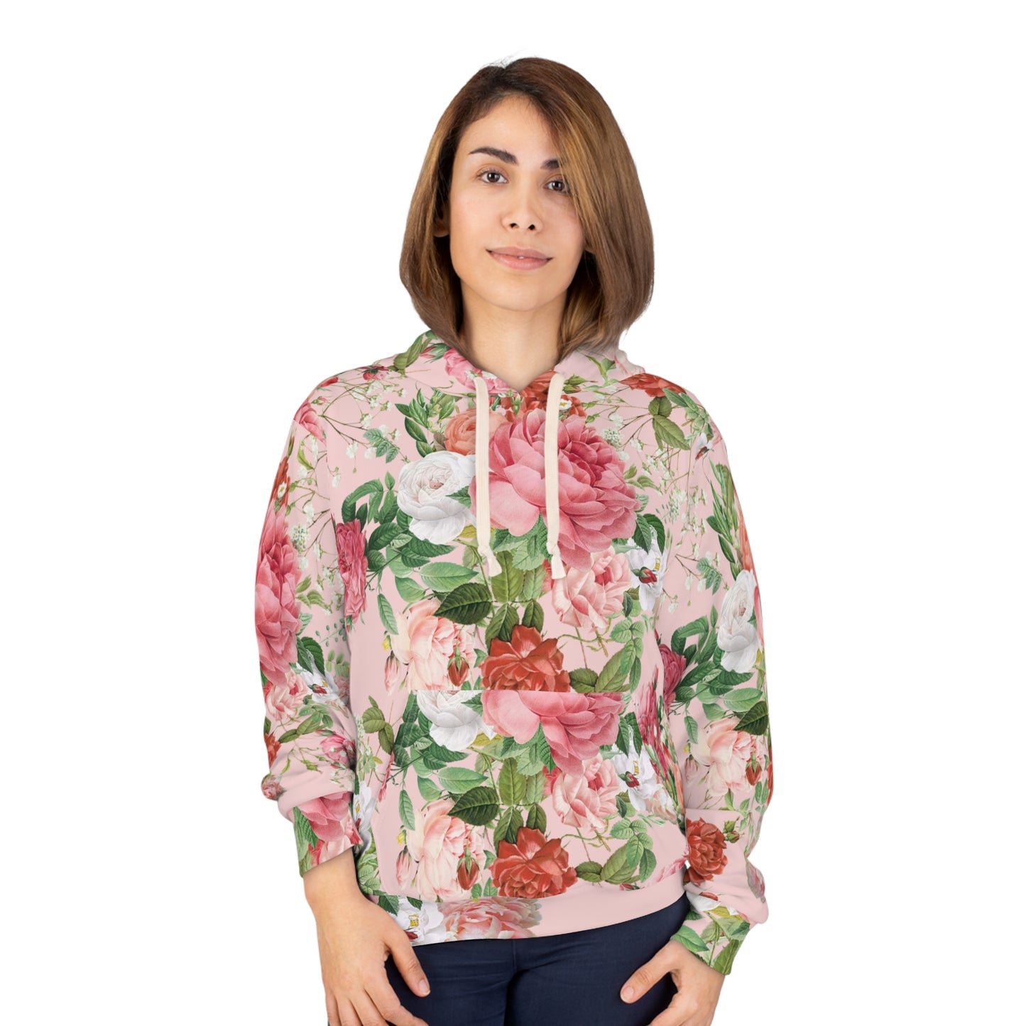 Peach Floral Pullover Hoodie