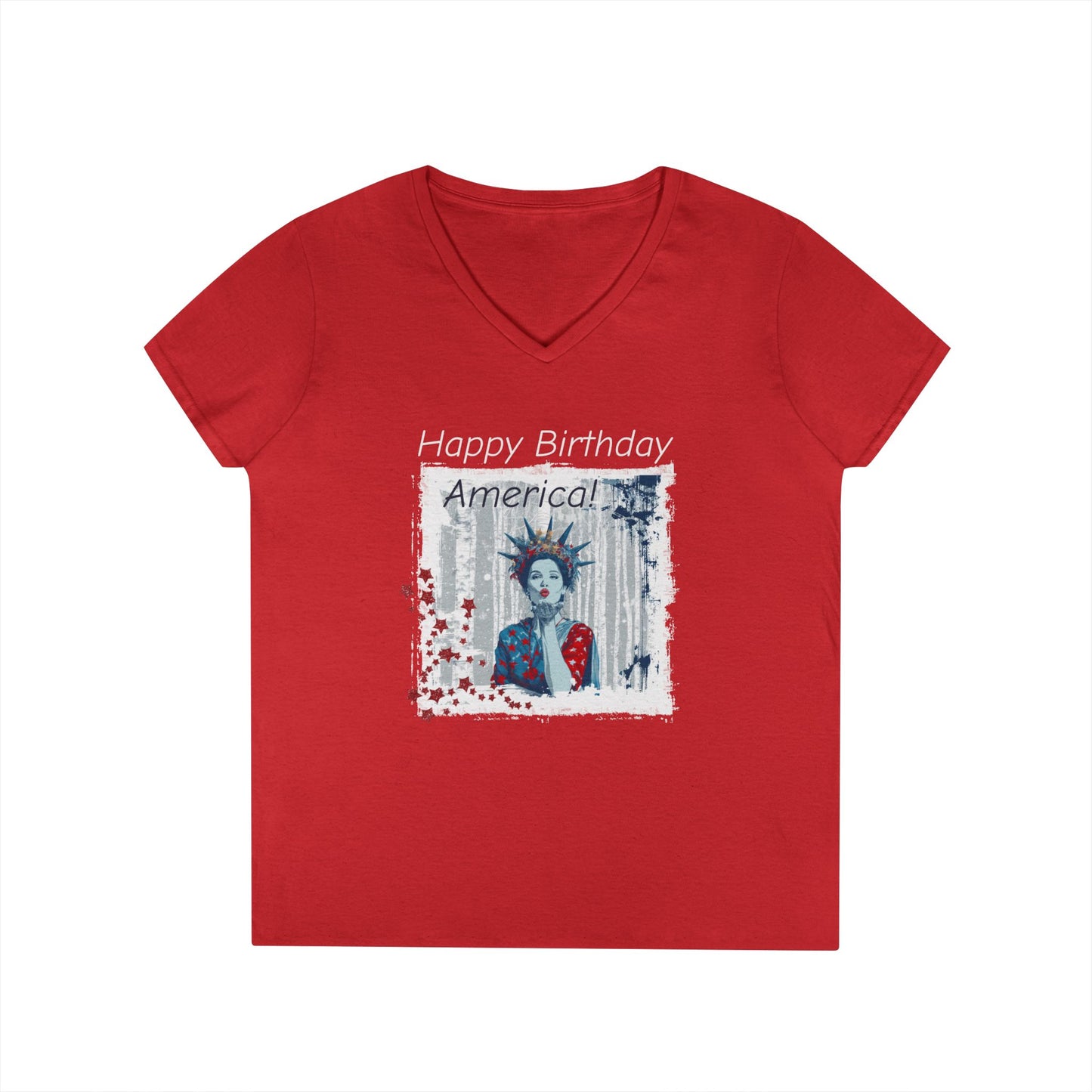 "Happy Birthday, America" Ladies' V-Neck T-Shirt