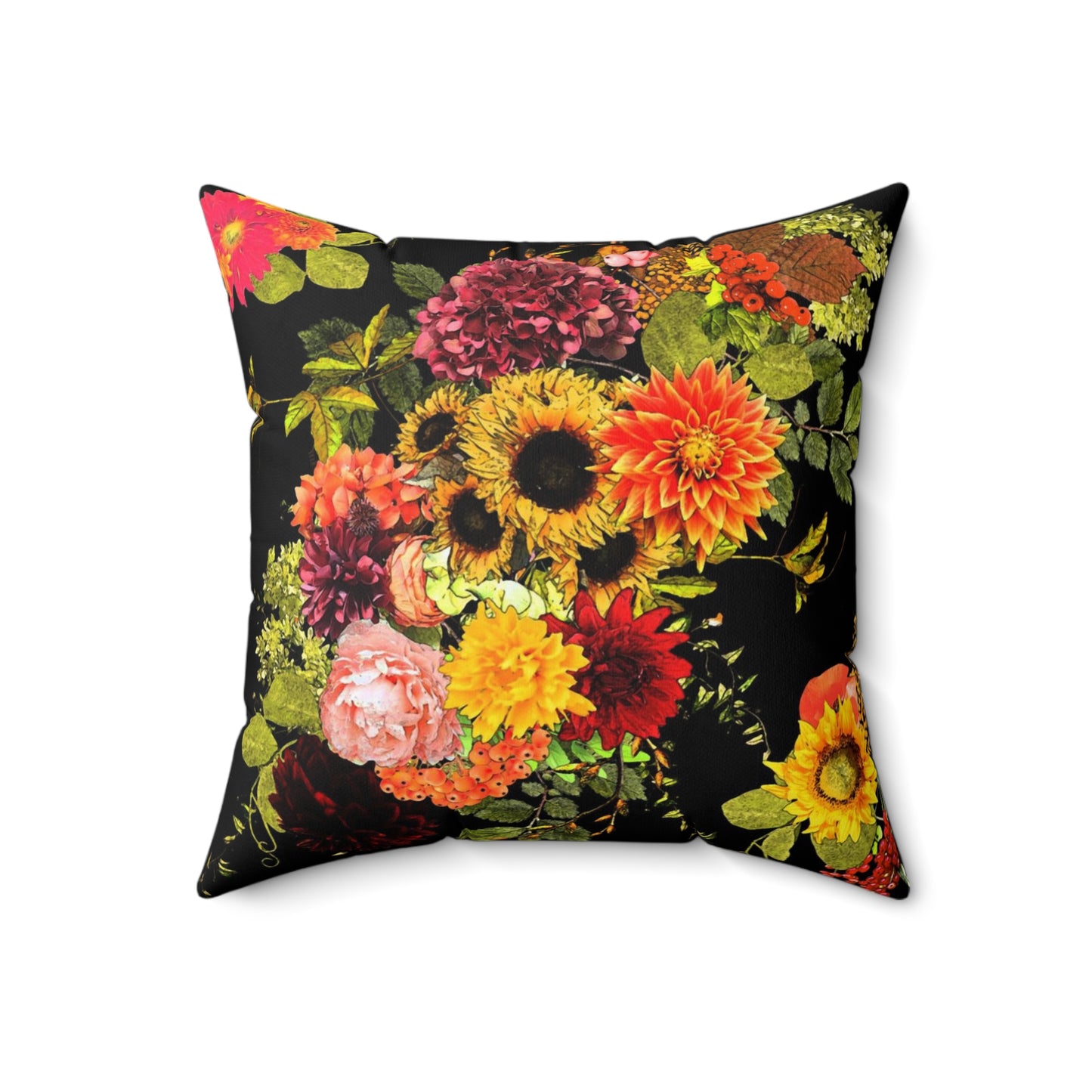 Autumn Floral Faux Suede Pillow