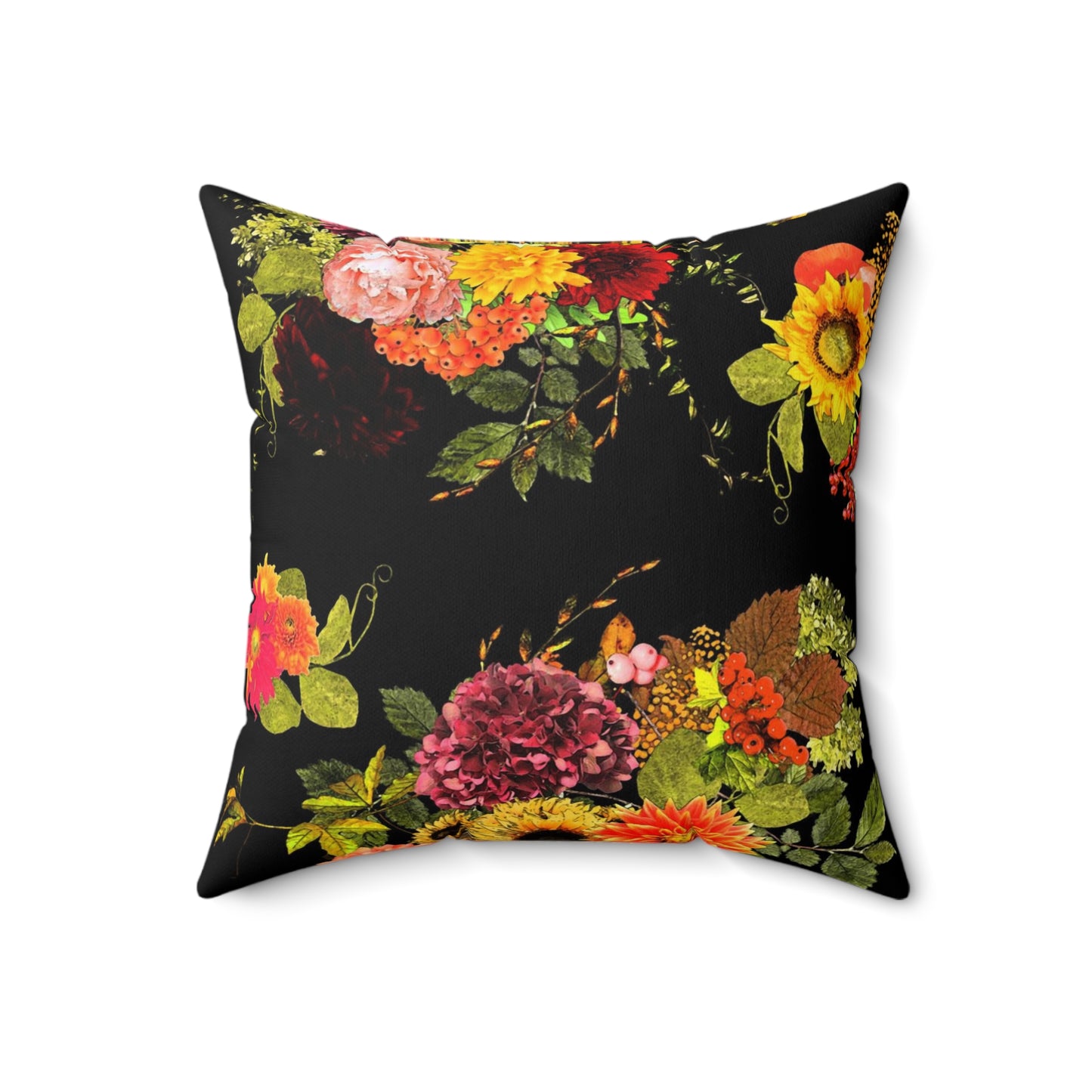 Autumn Floral Faux Suede Pillow