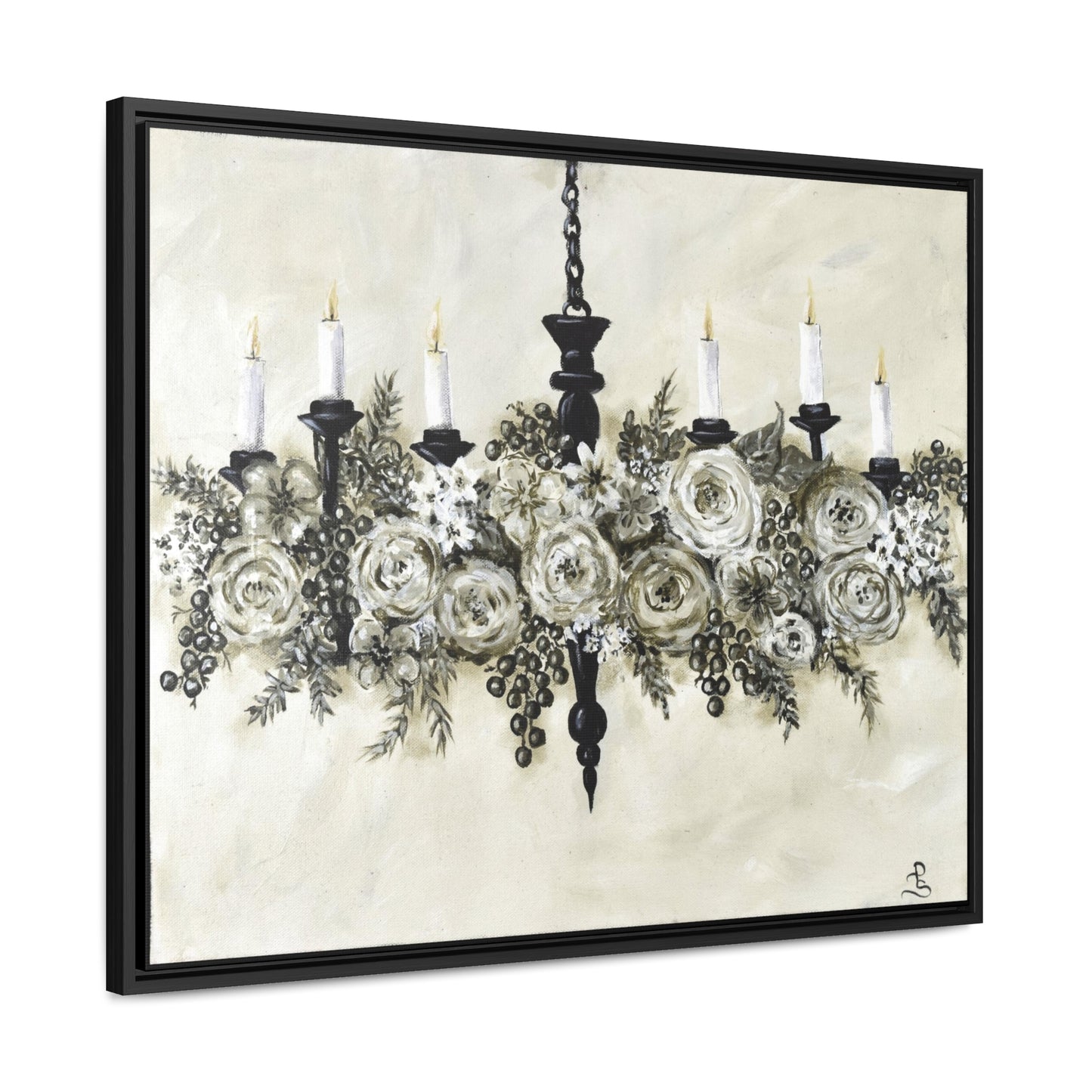 "Chandelier Garland" wood framed canvas print