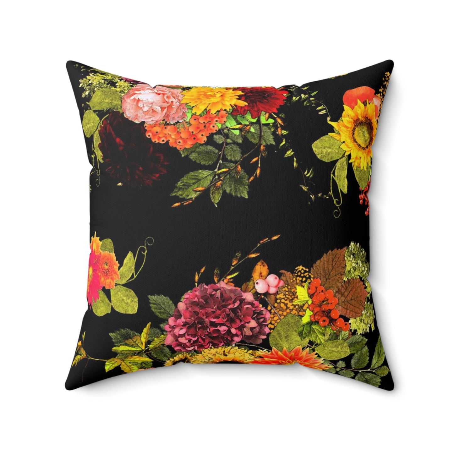 Autumn Floral Faux Suede Pillow