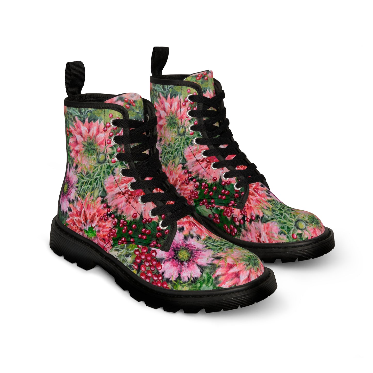 "Bursting Blooms" Women's Canvas Boots