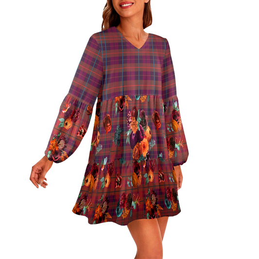 Autumn Plaid Tiered Knit Dress