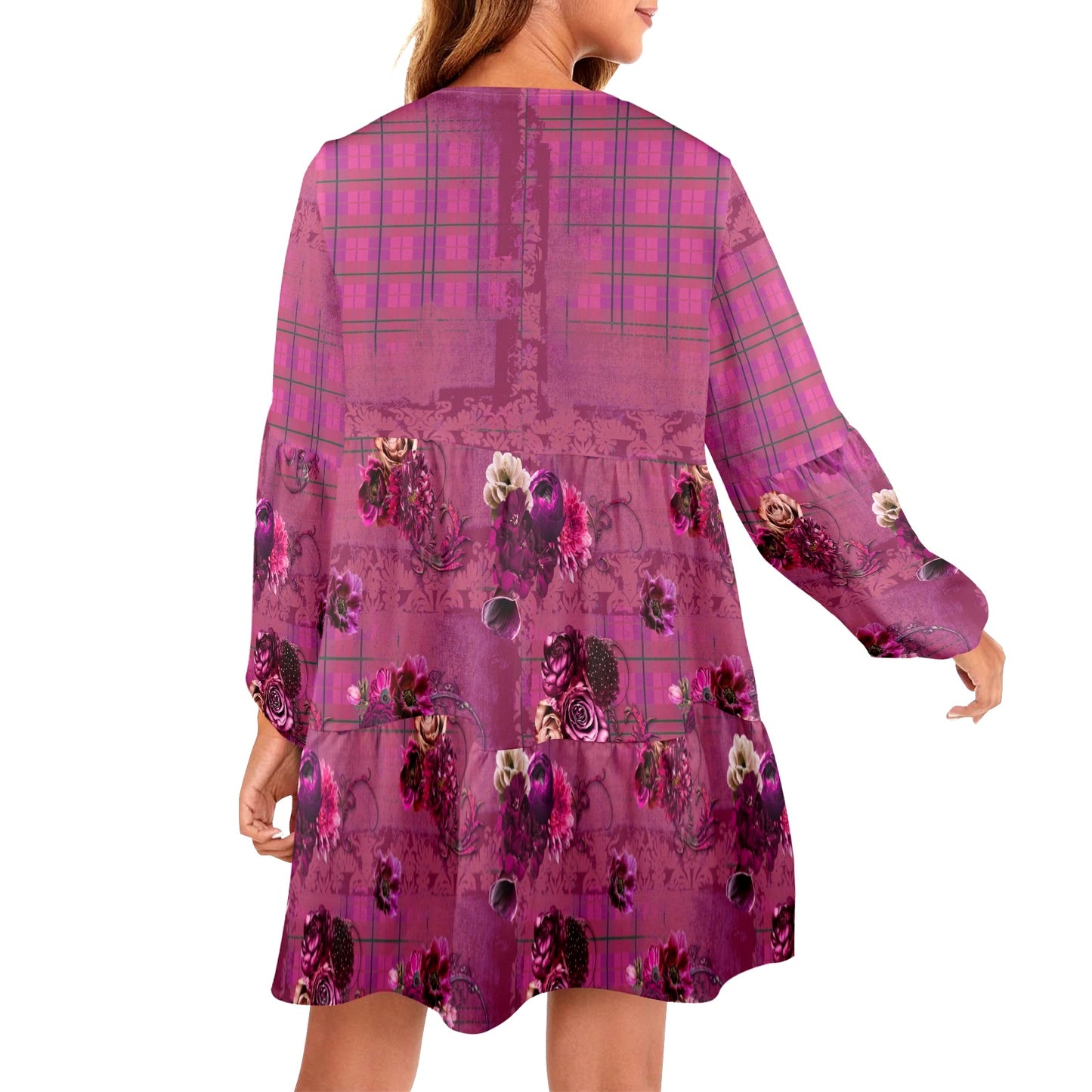 Magenta Garden Tiered Dress