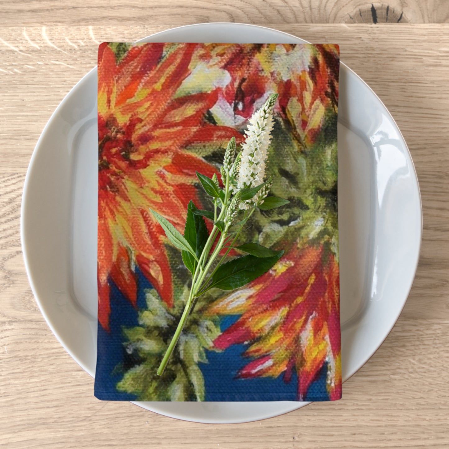 "Dahlias on Blue" Napkins