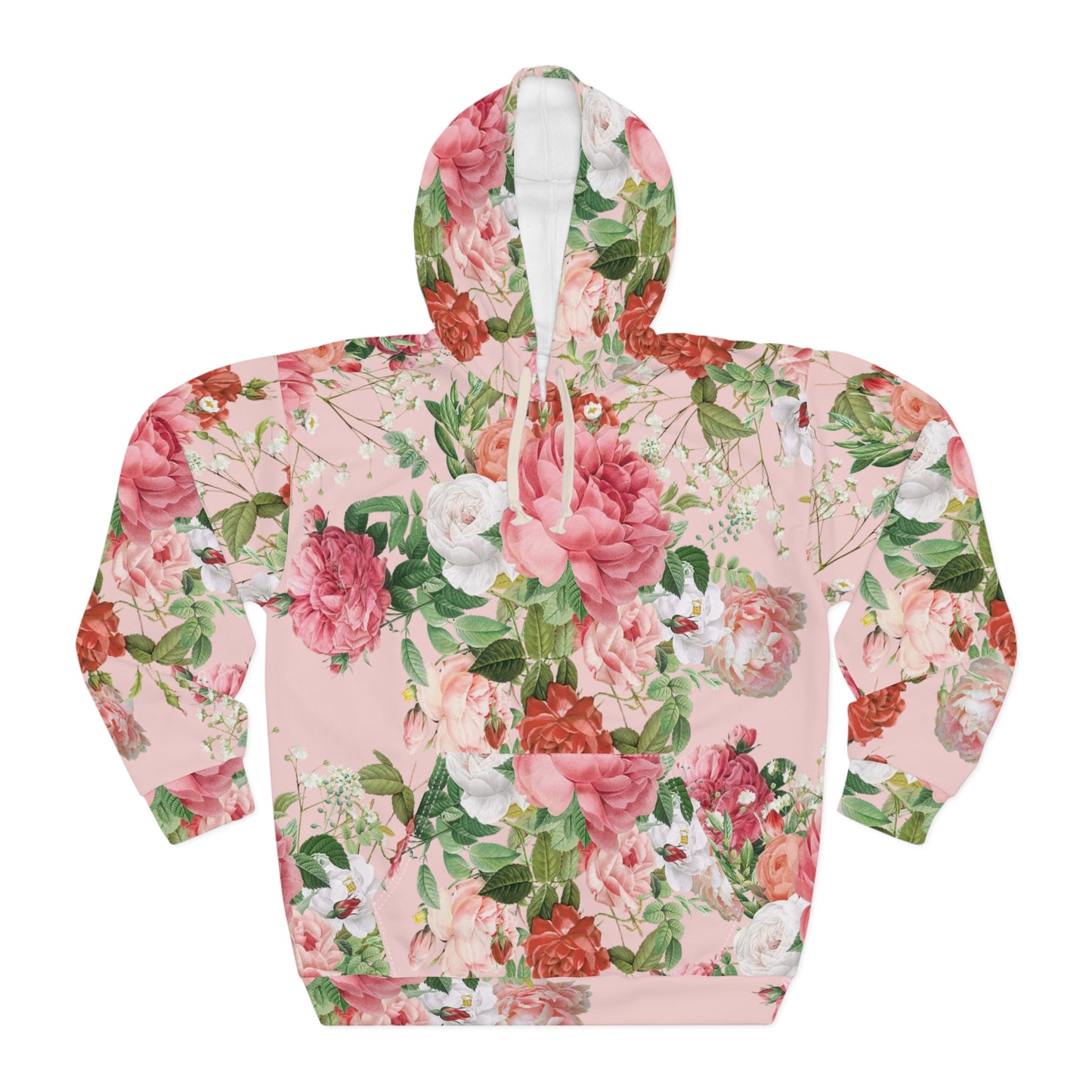 Peach Floral Pullover Hoodie