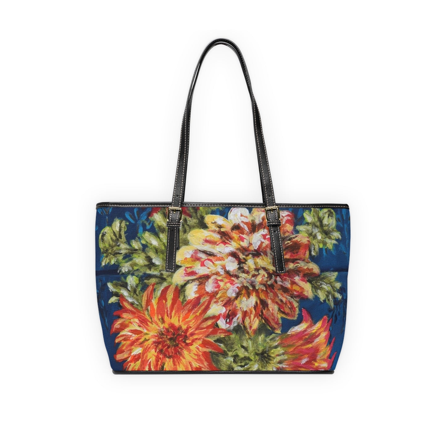 "Dahlias on Blue" Shoulder Bag