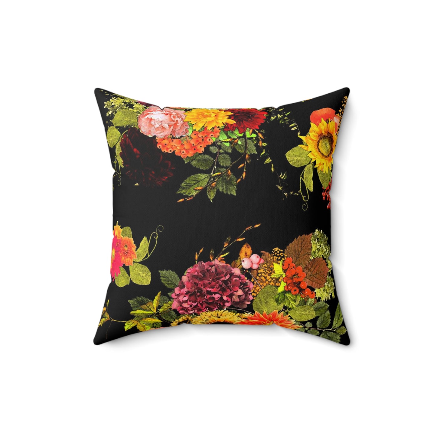 Autumn Floral Faux Suede Pillow