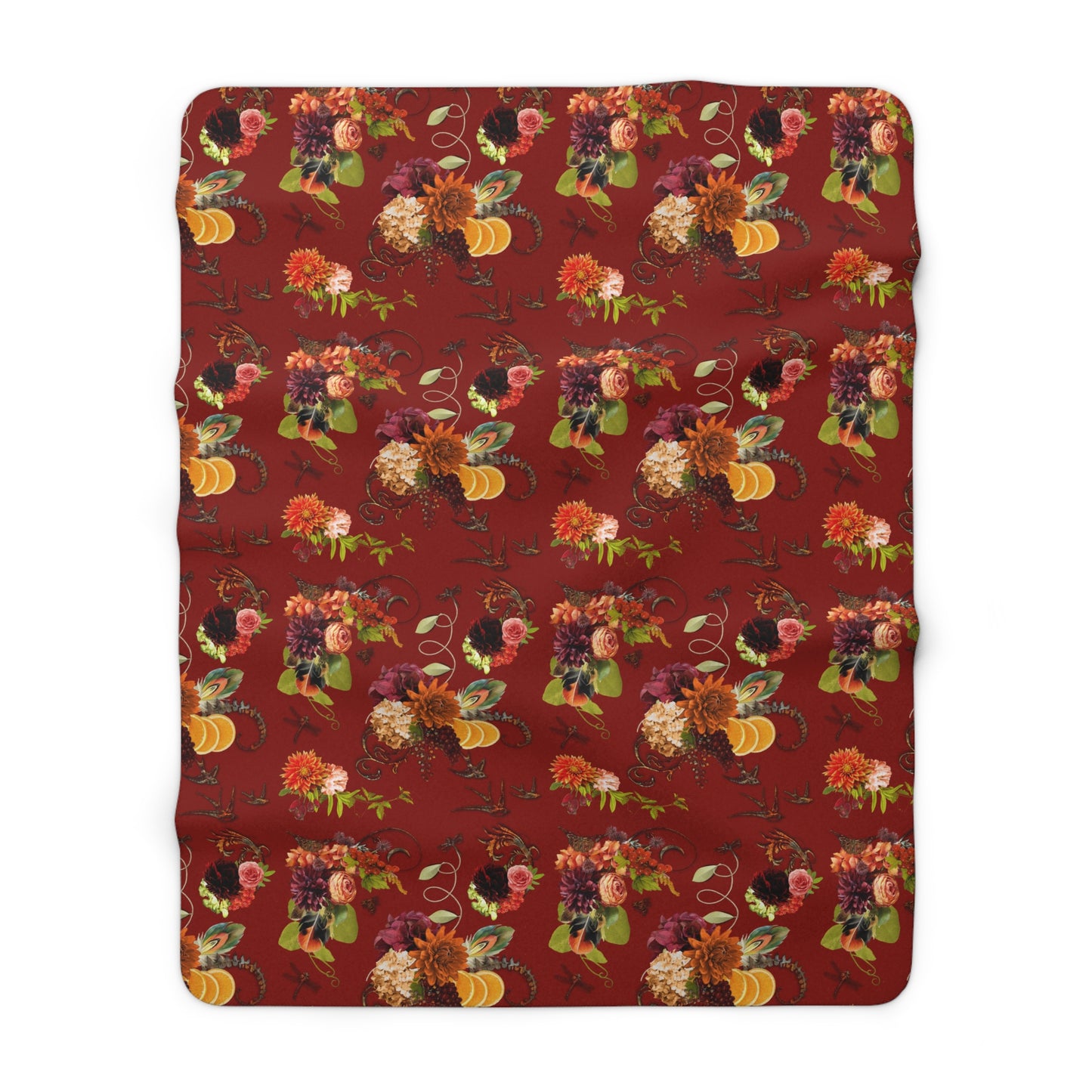 Garnet Floral Sherpa Fleece Blanket