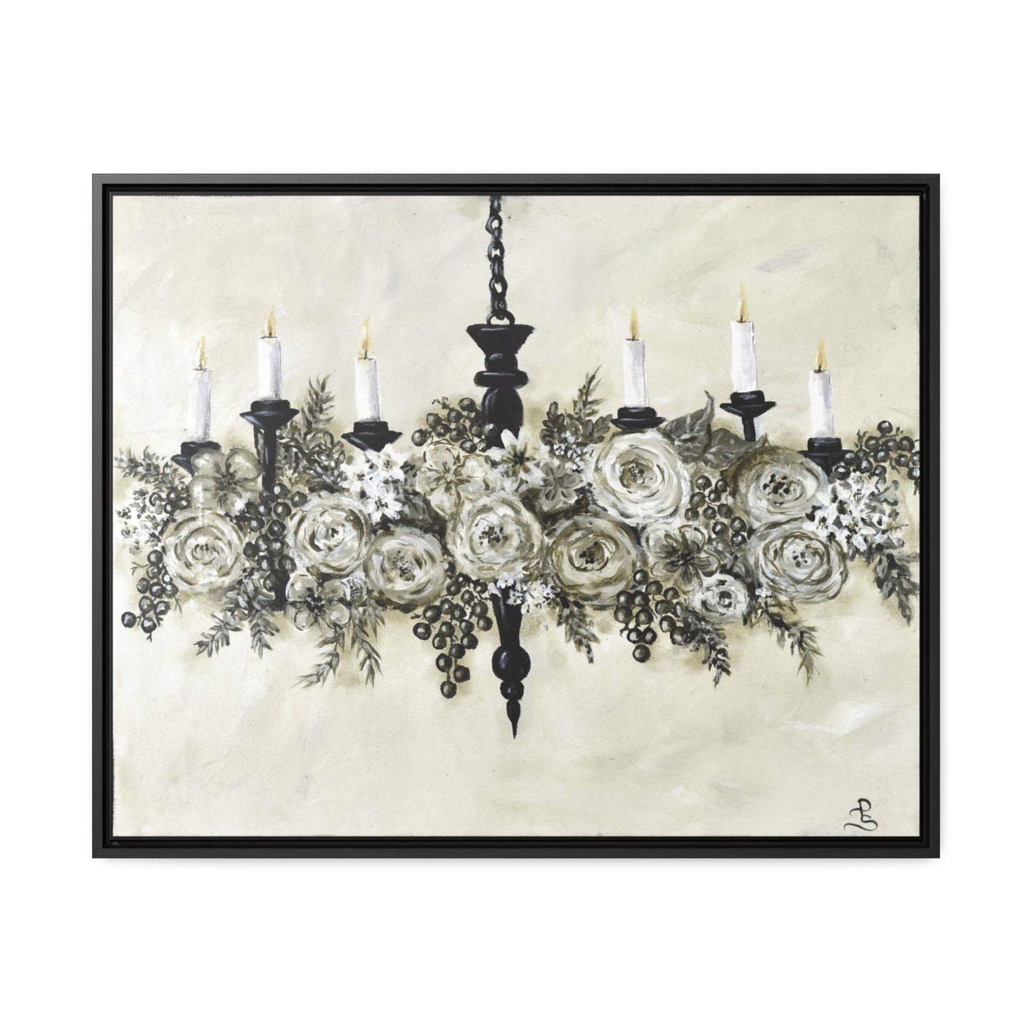 "Chandelier Garland" wood framed canvas print