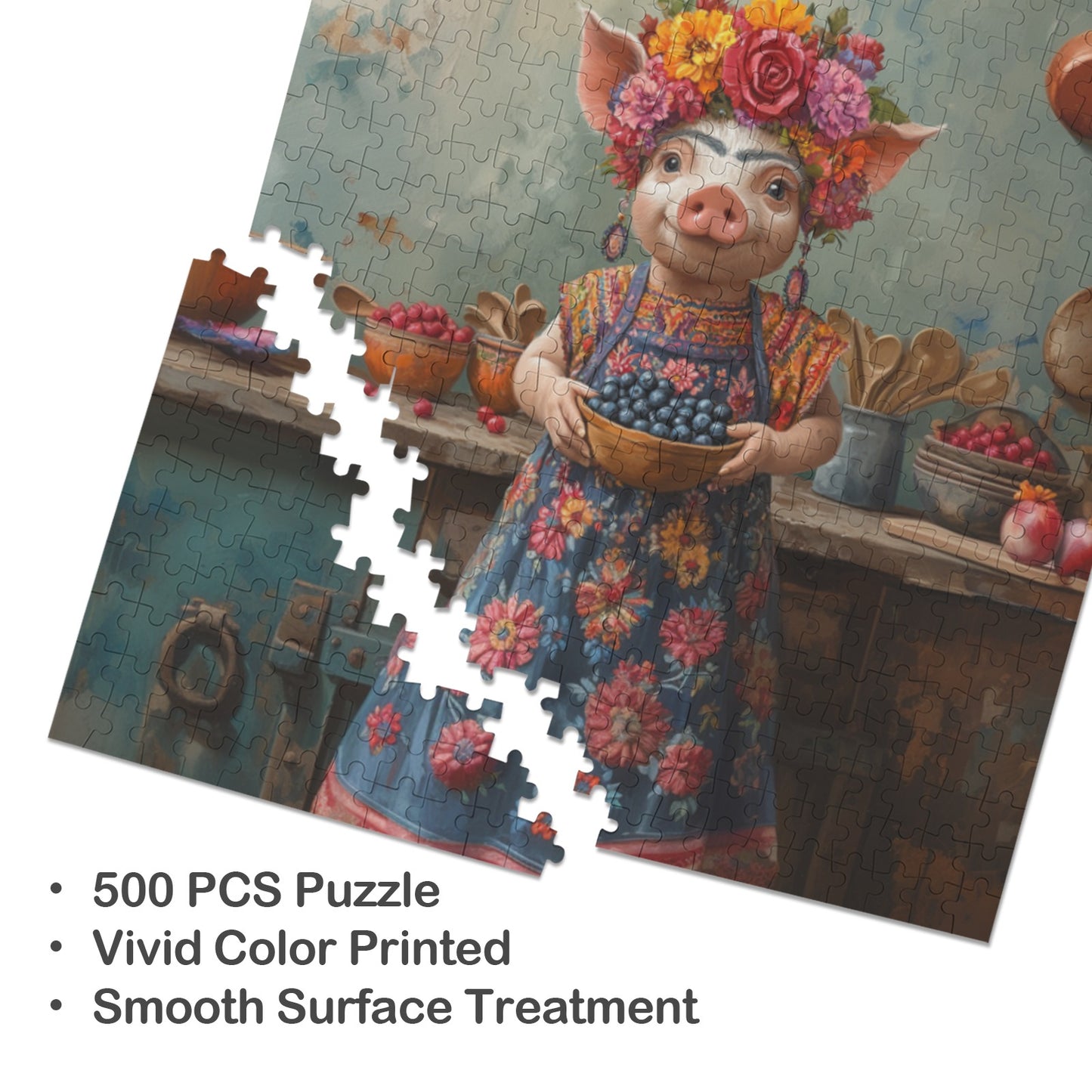 Frida's Kitchen 500-Piece Wooden Jigsaw Puzzle